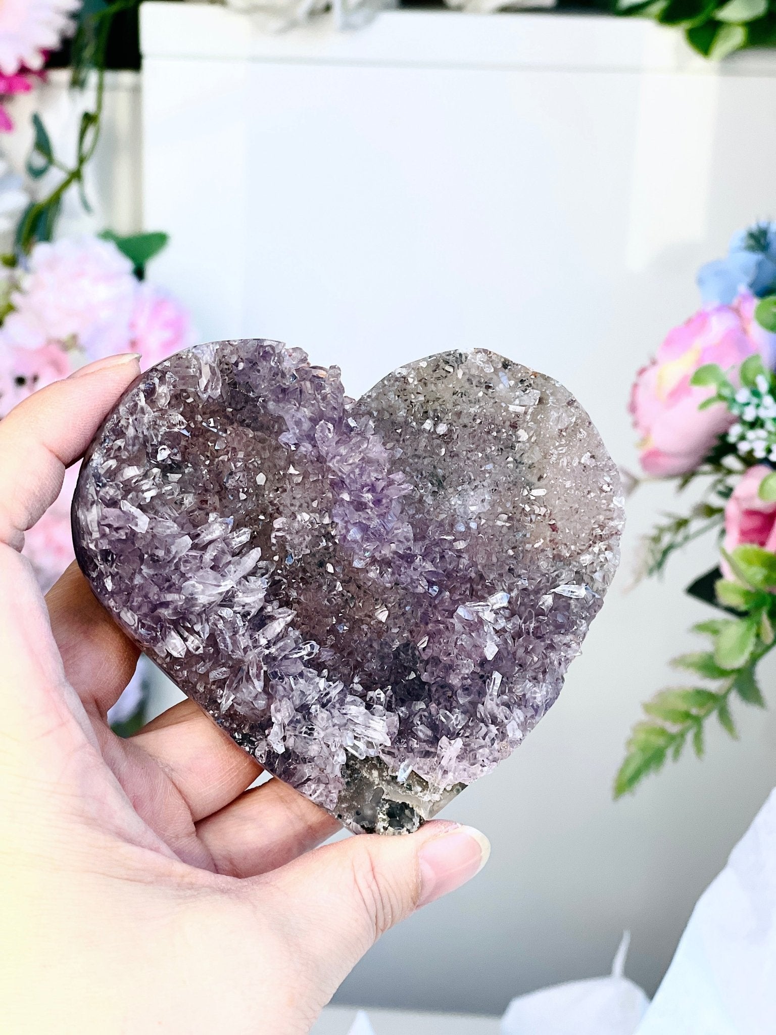Amethyst Flower Heart 5 - Million Years Crystal