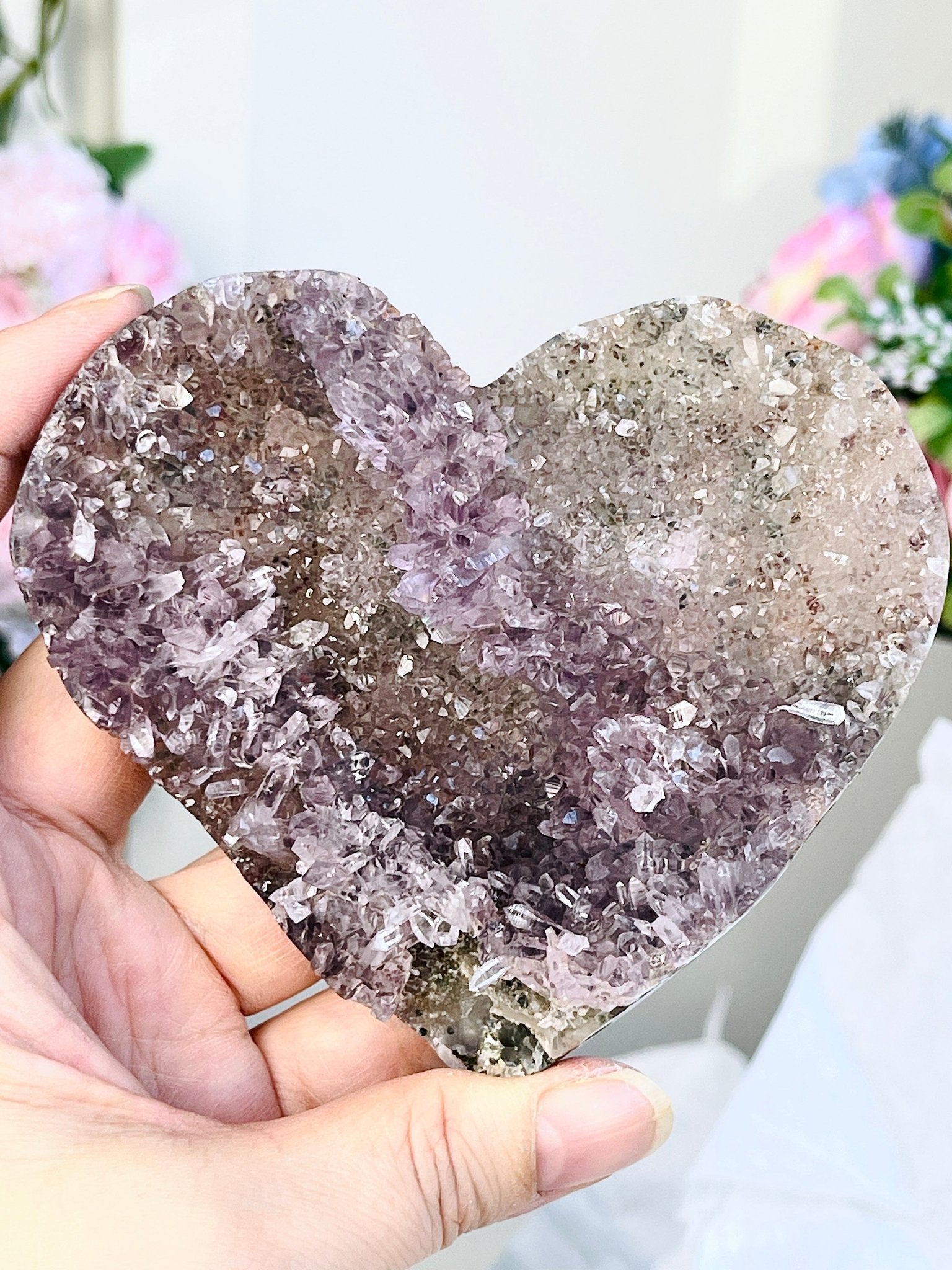 Amethyst Flower Heart 5 - Million Years Crystal