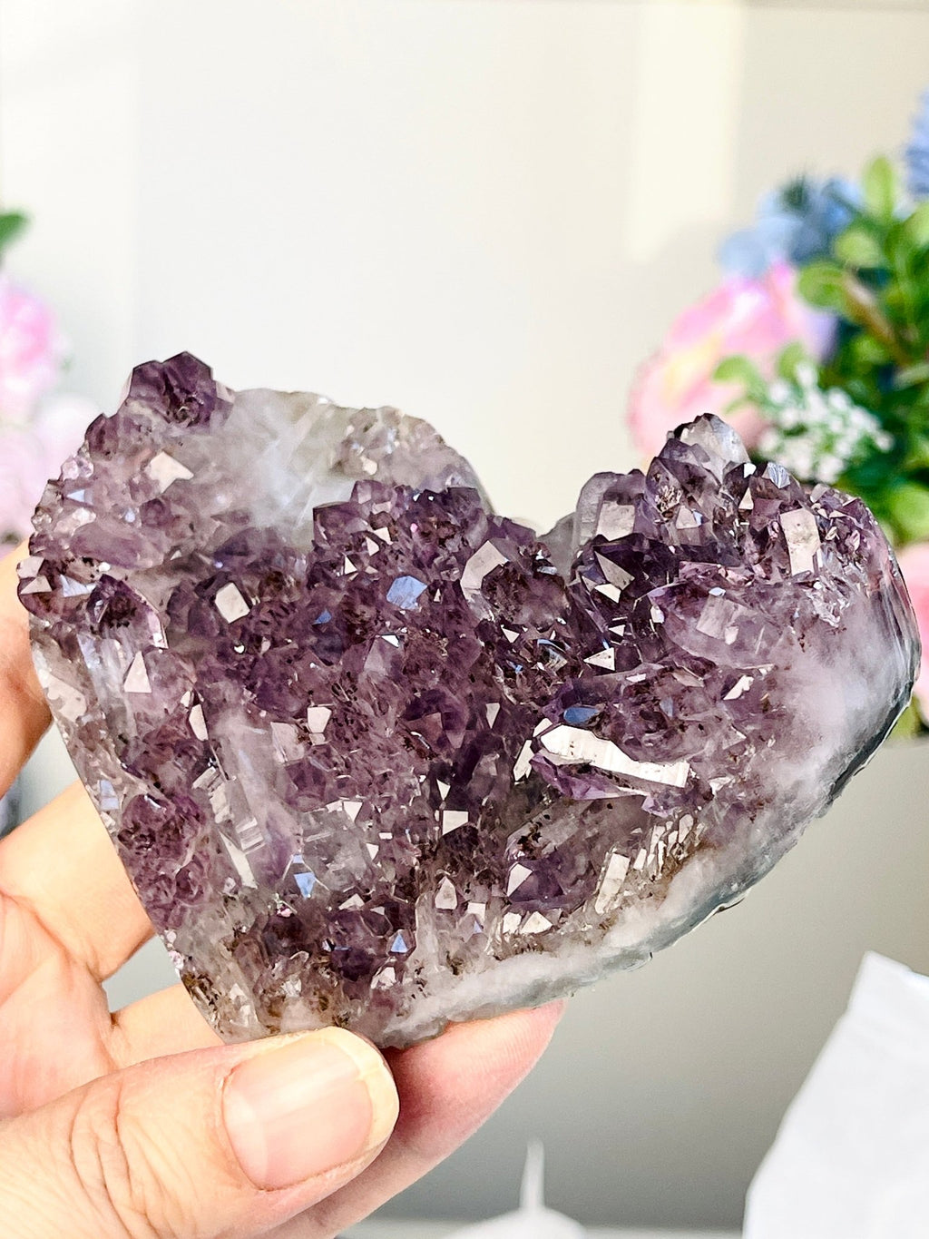 Amethyst Flower Heart 6 - Million Years Crystal