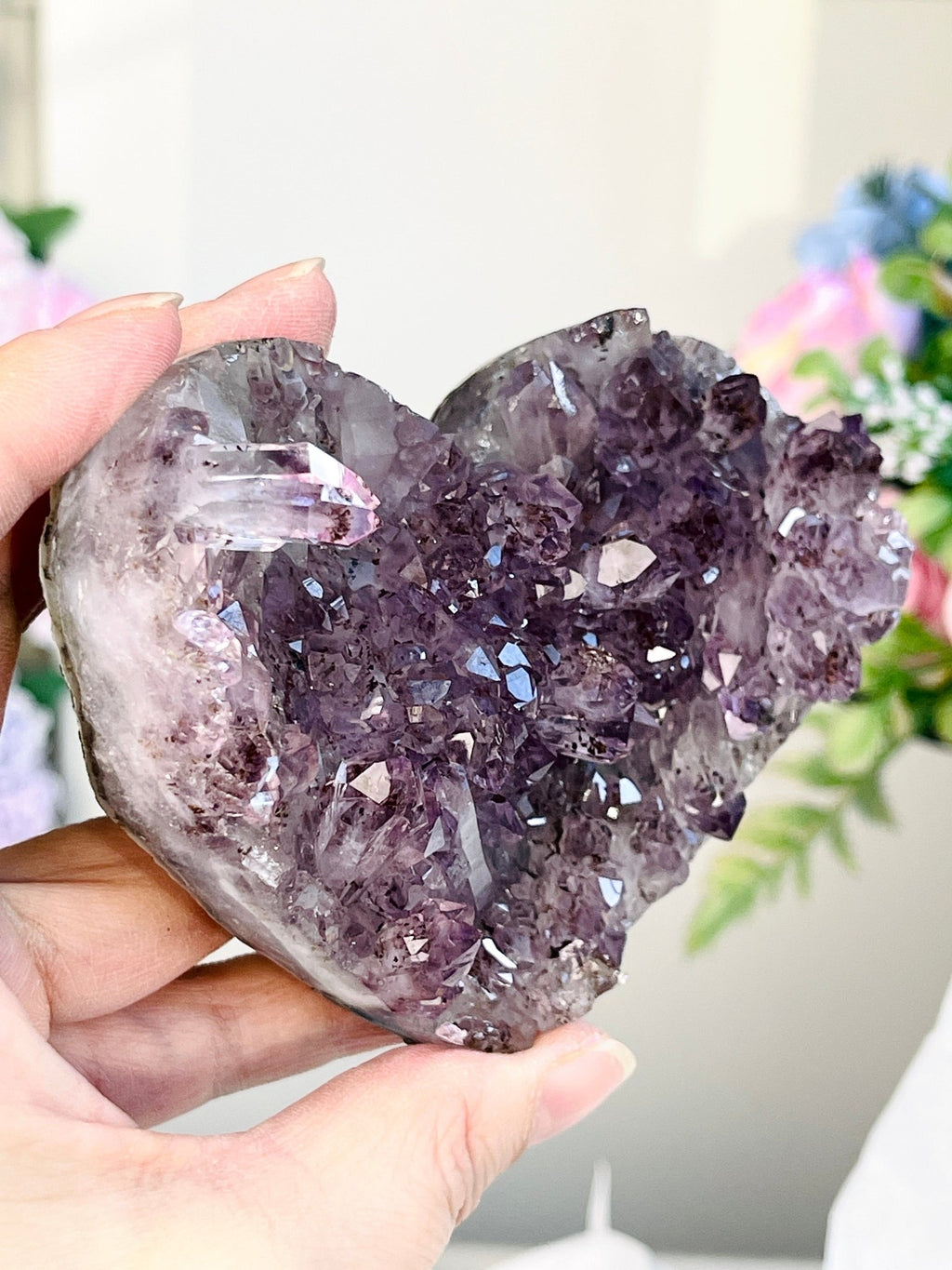 Amethyst Flower Heart 6 - Million Years Crystal