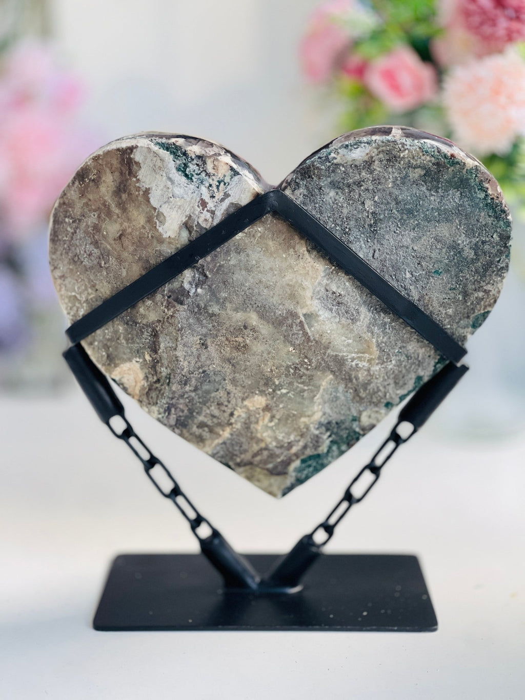 amethyst flower heart - statement piece - Million Years Crystal
