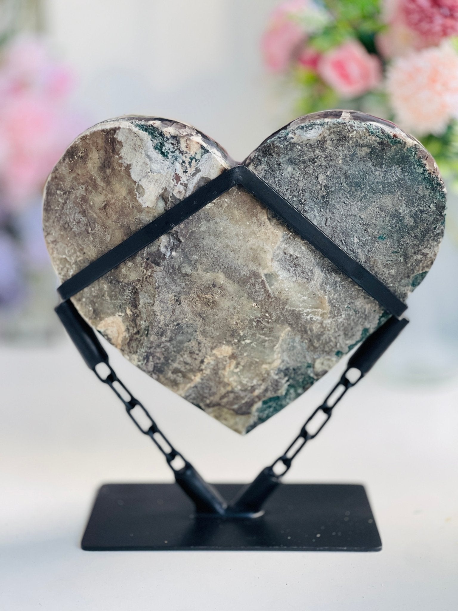 amethyst flower heart - statement piece - Million Years Crystal