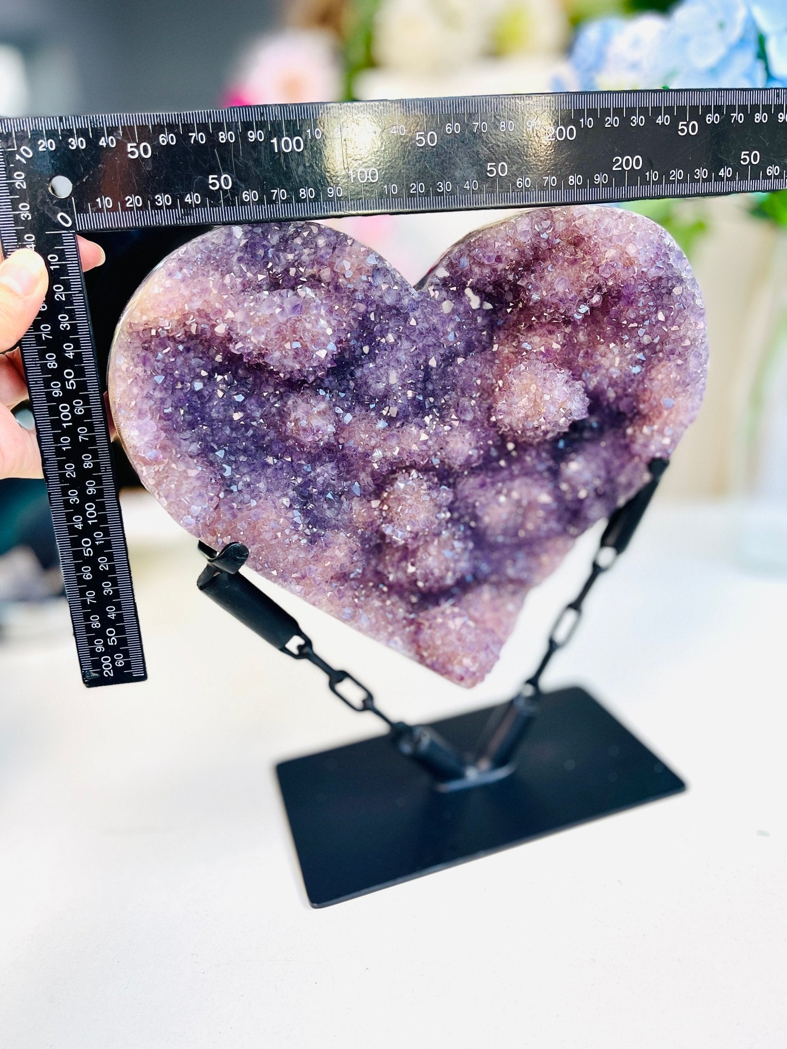 amethyst flower heart - statement piece - Million Years Crystal