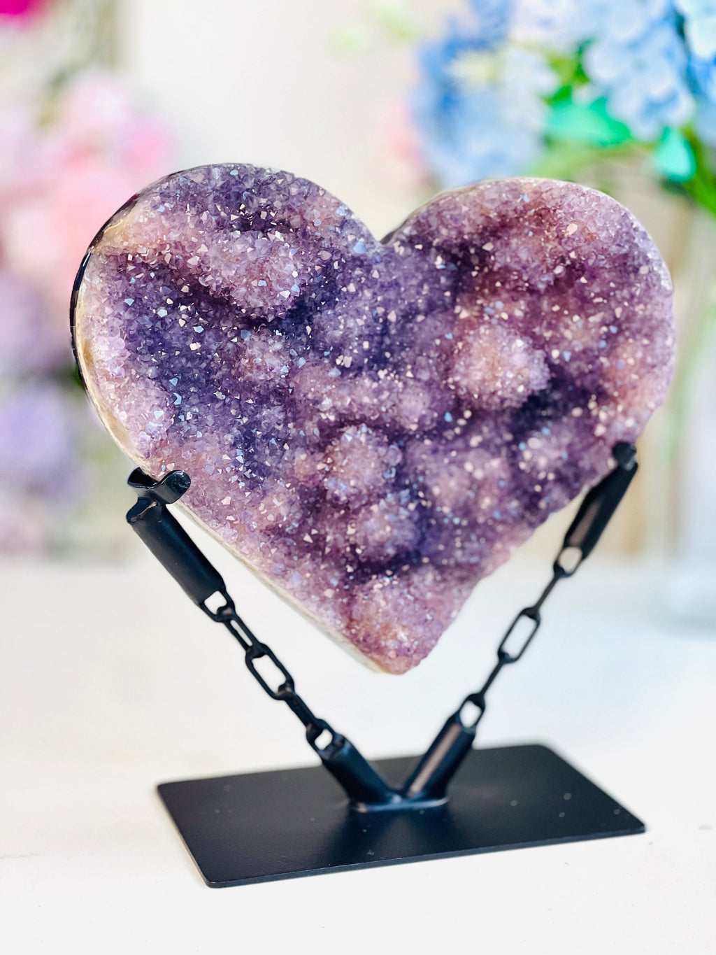 amethyst flower heart - statement piece - Million Years Crystal