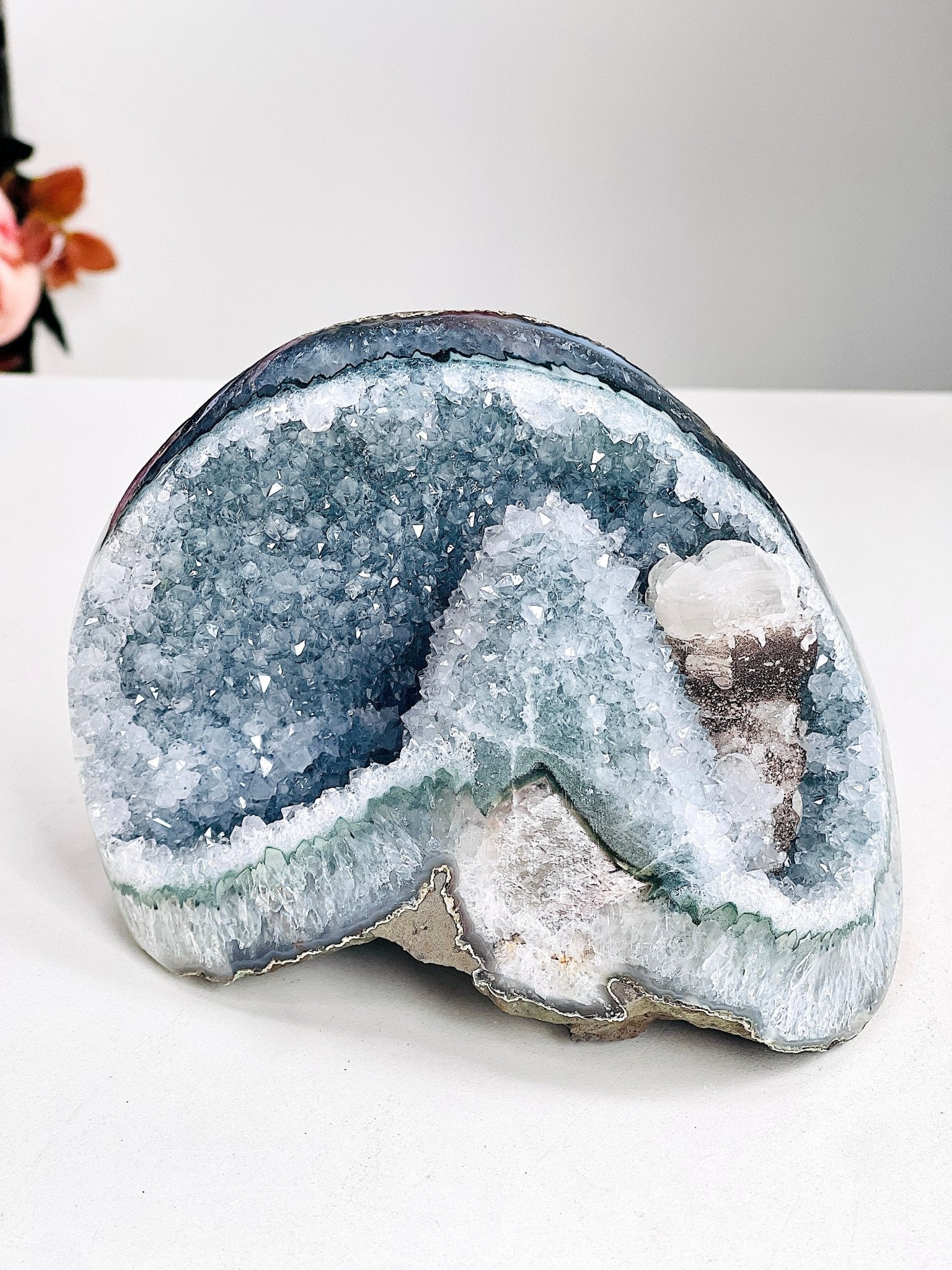 Amethyst Geode with Calcite Pillar | Raw Uruguayan Specimen - Million Years Crystal