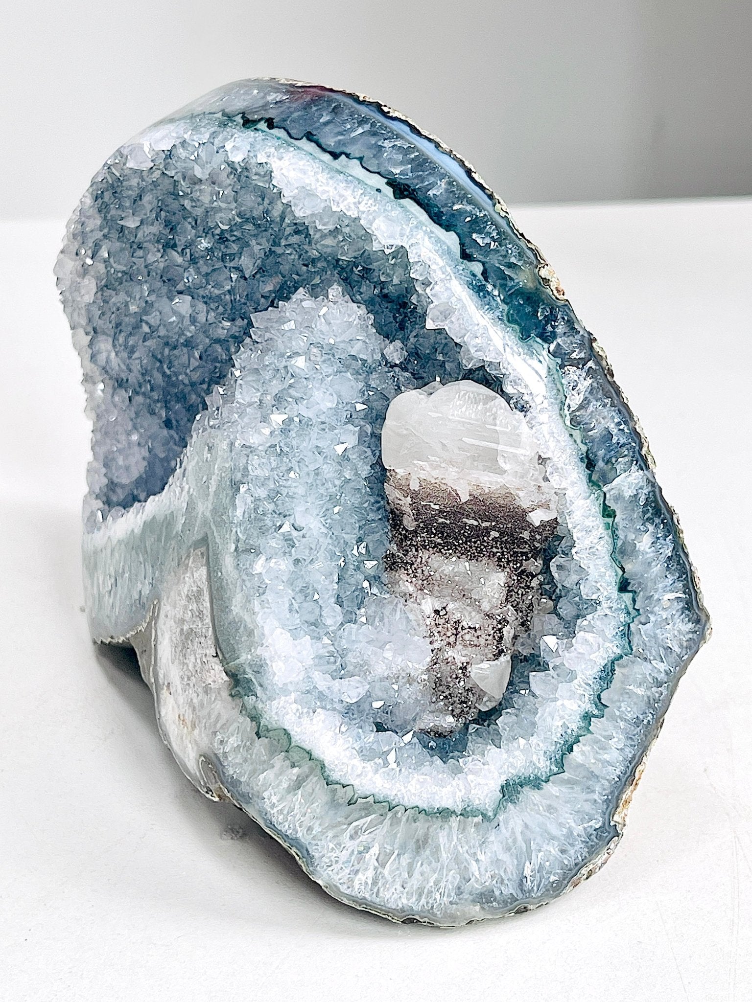 Amethyst Geode with Calcite Pillar | Raw Uruguayan Specimen - Million Years Crystal