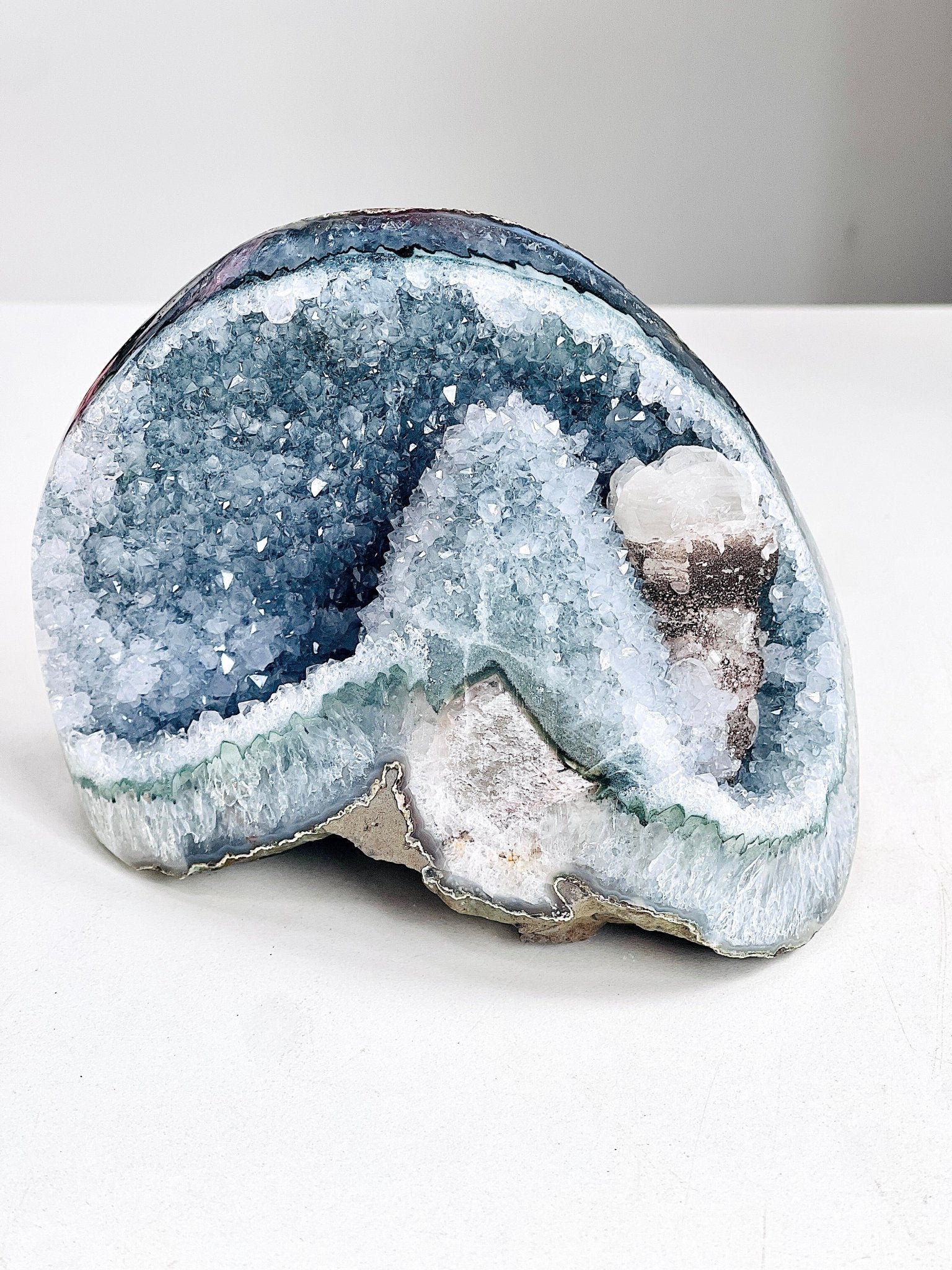 Amethyst Geode with Calcite Pillar | Raw Uruguayan Specimen - Million Years Crystal