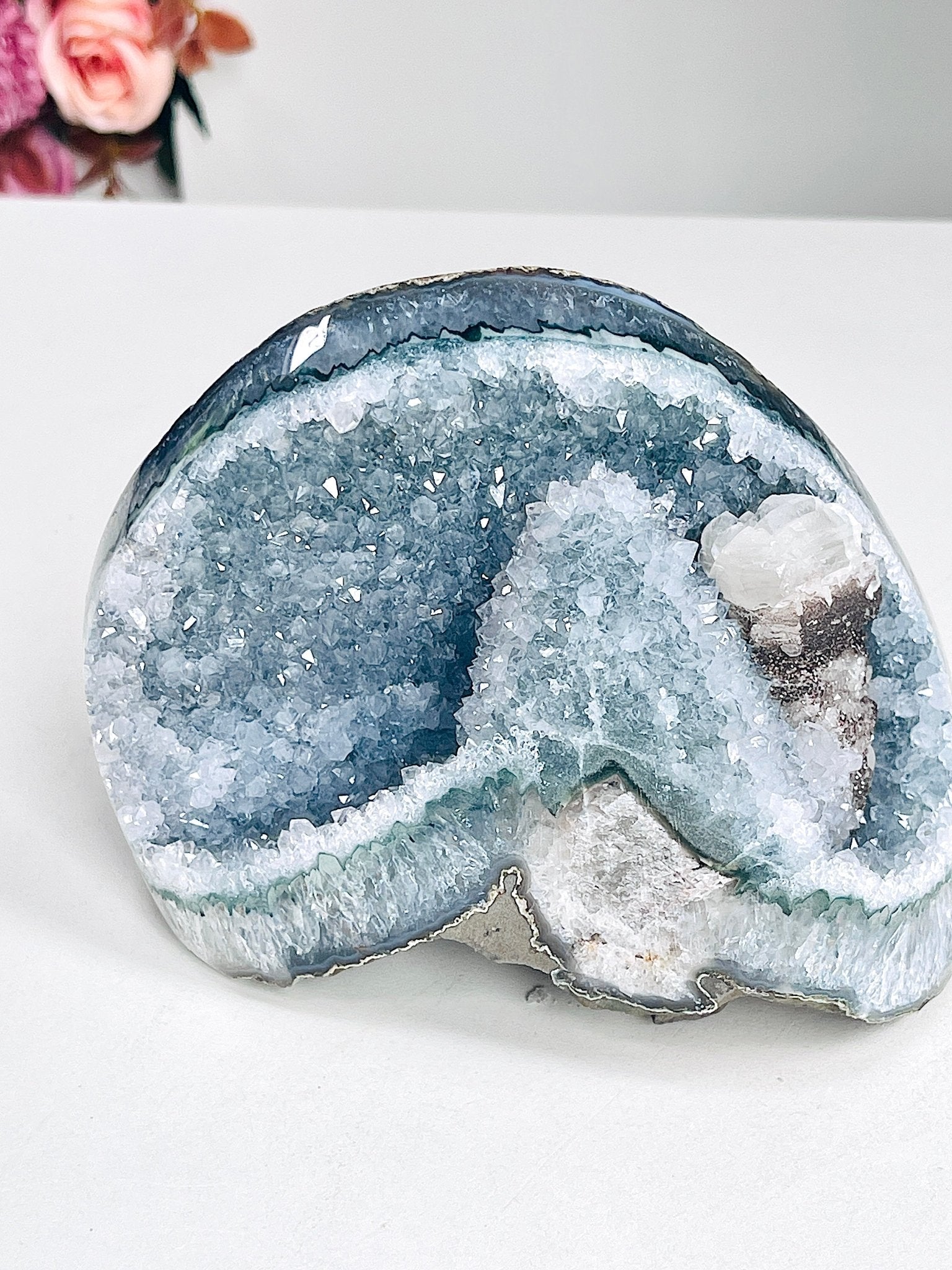 Amethyst Geode with Calcite Pillar | Raw Uruguayan Specimen - Million Years Crystal