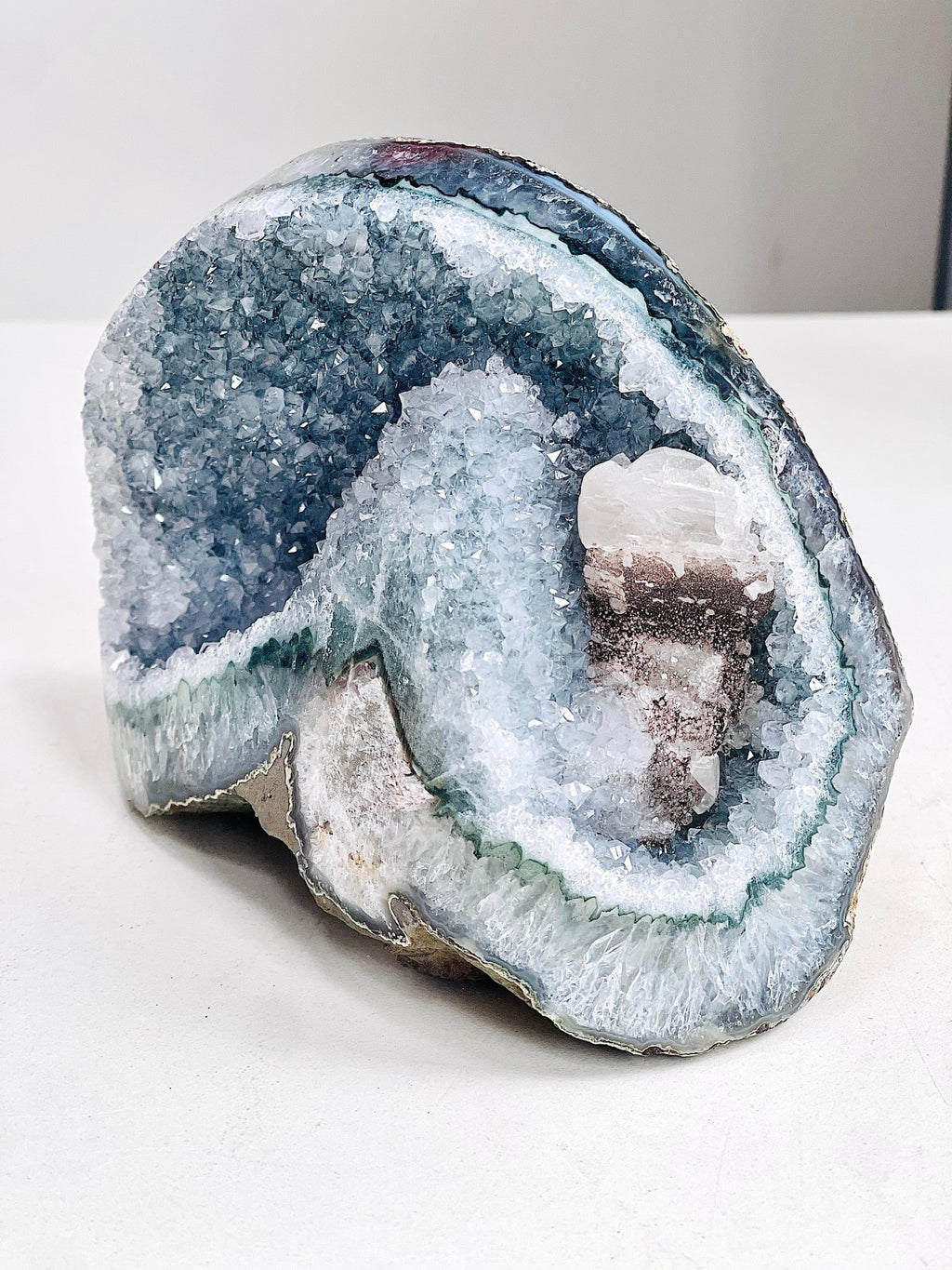 Amethyst Geode with Calcite Pillar | Raw Uruguayan Specimen - Million Years Crystal