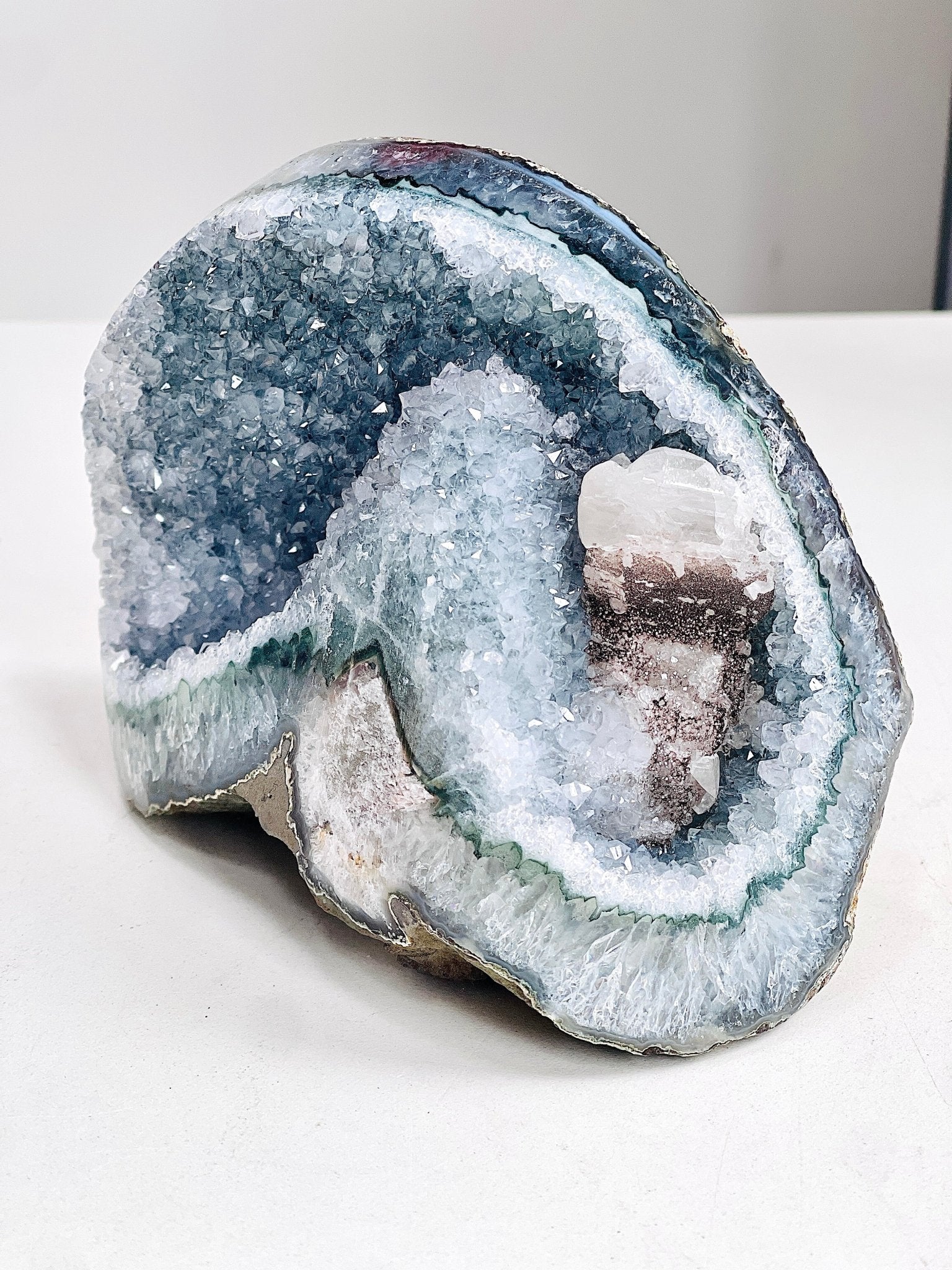 Amethyst Geode with Calcite Pillar | Raw Uruguayan Specimen - Million Years Crystal