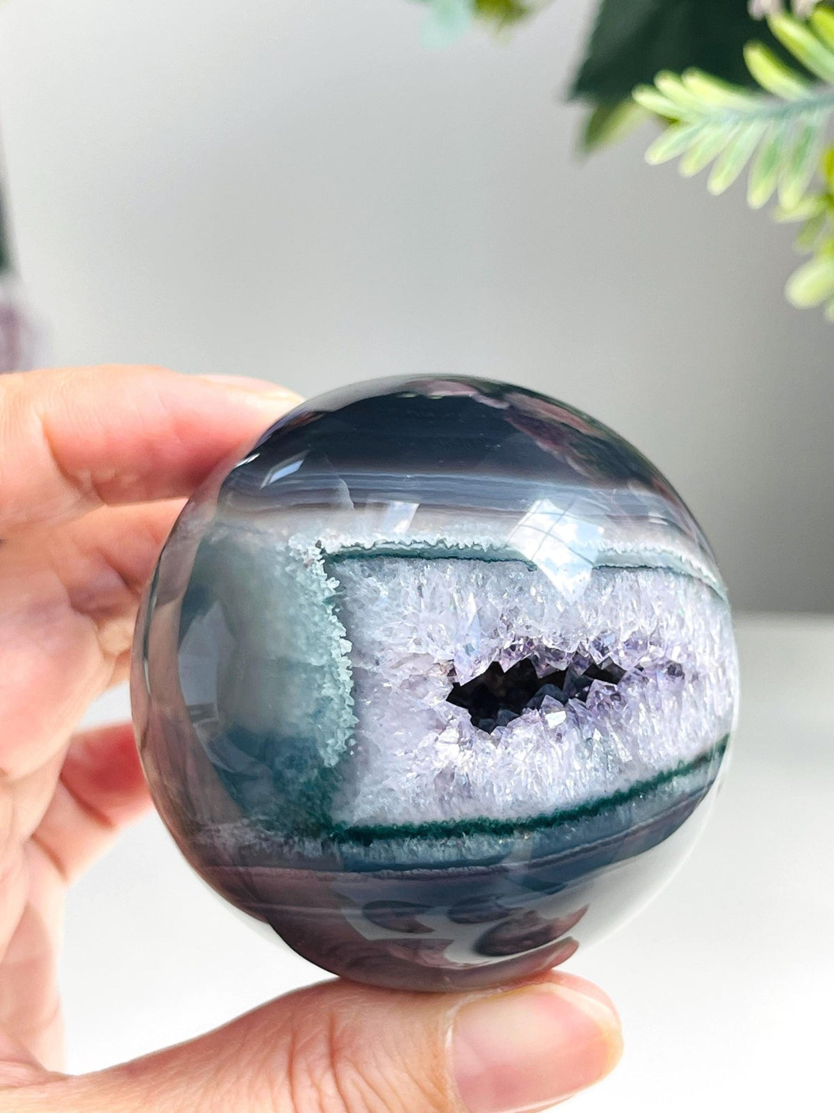 Amethyst Sphere, Druzy Amethyst Sphere with Agate and Jasper, unique gift, Crystal gift, Home Decor - Million Years Crystal