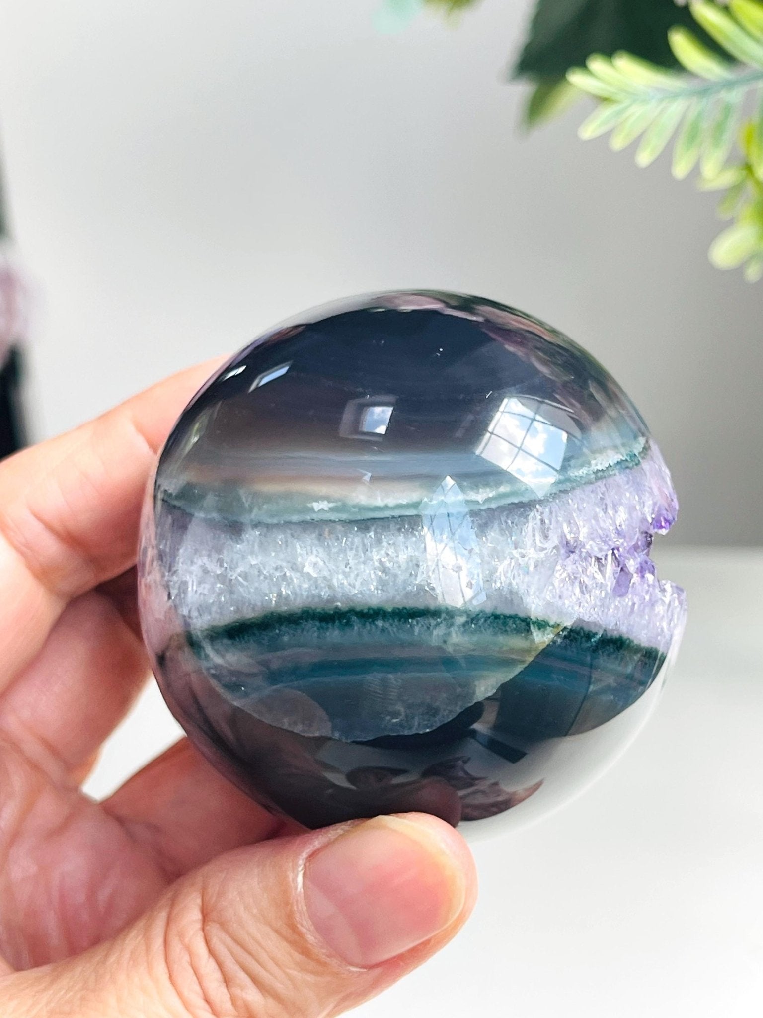 Amethyst Sphere, Druzy Amethyst Sphere with Agate and Jasper, unique gift, Crystal gift, Home Decor - Million Years Crystal
