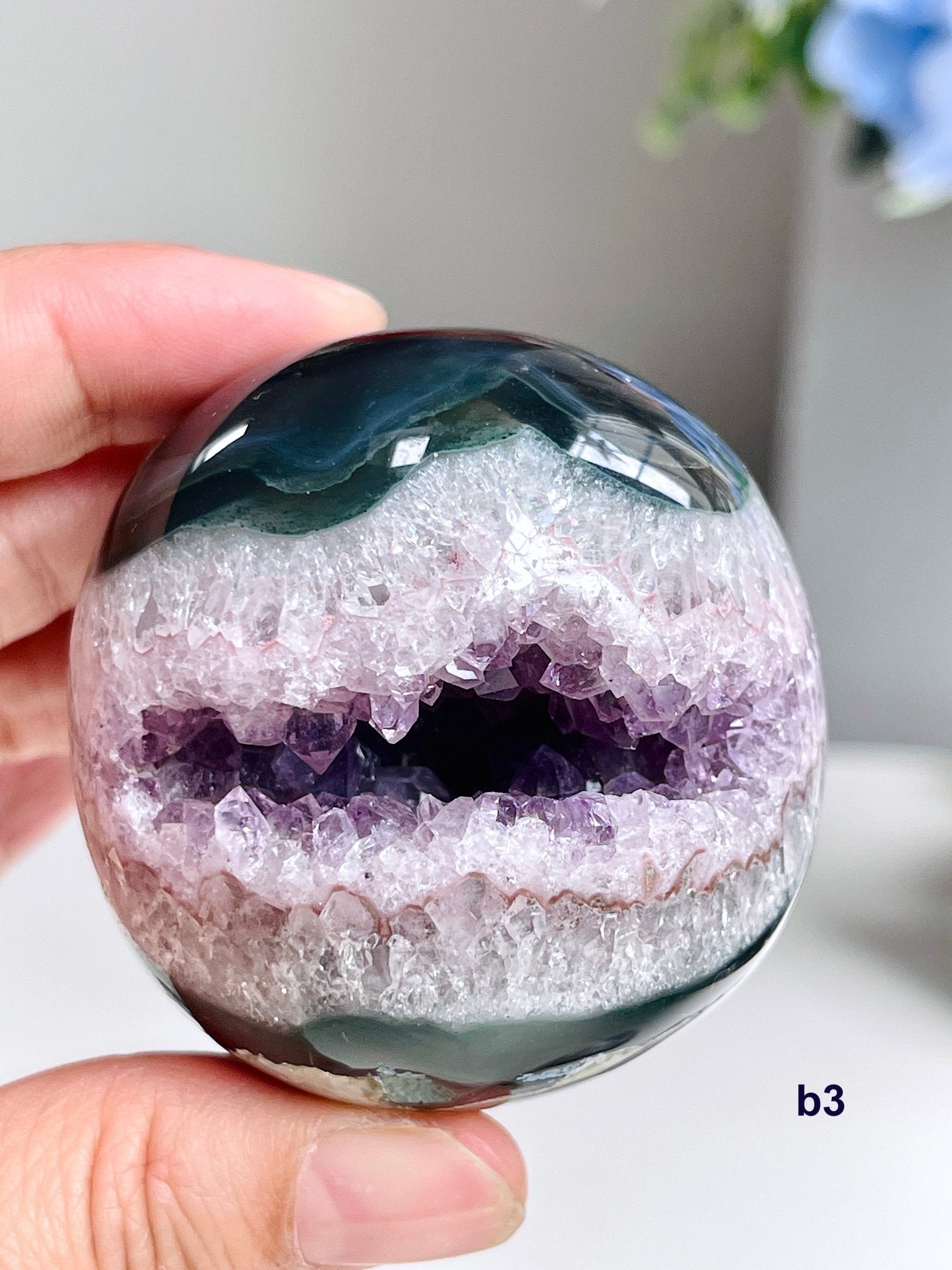Amethyst Sphere | Rainbow Druzy Crystal Ball – Ethically Sourced from Uruguay - Million Years Crystal