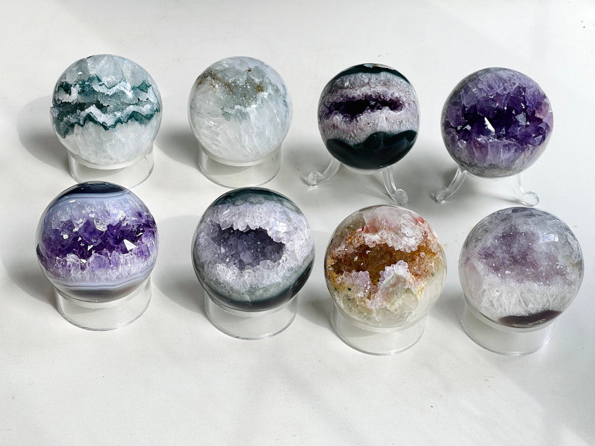 Amethyst Sphere | Rainbow Druzy Crystal Ball – Ethically Sourced from Uruguay - Million Years Crystal