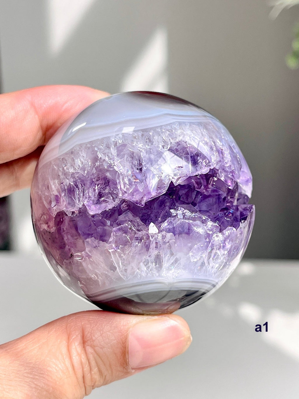 Amethyst Sphere | Rainbow Druzy Crystal Ball – Ethically Sourced from Uruguay - Million Years Crystal