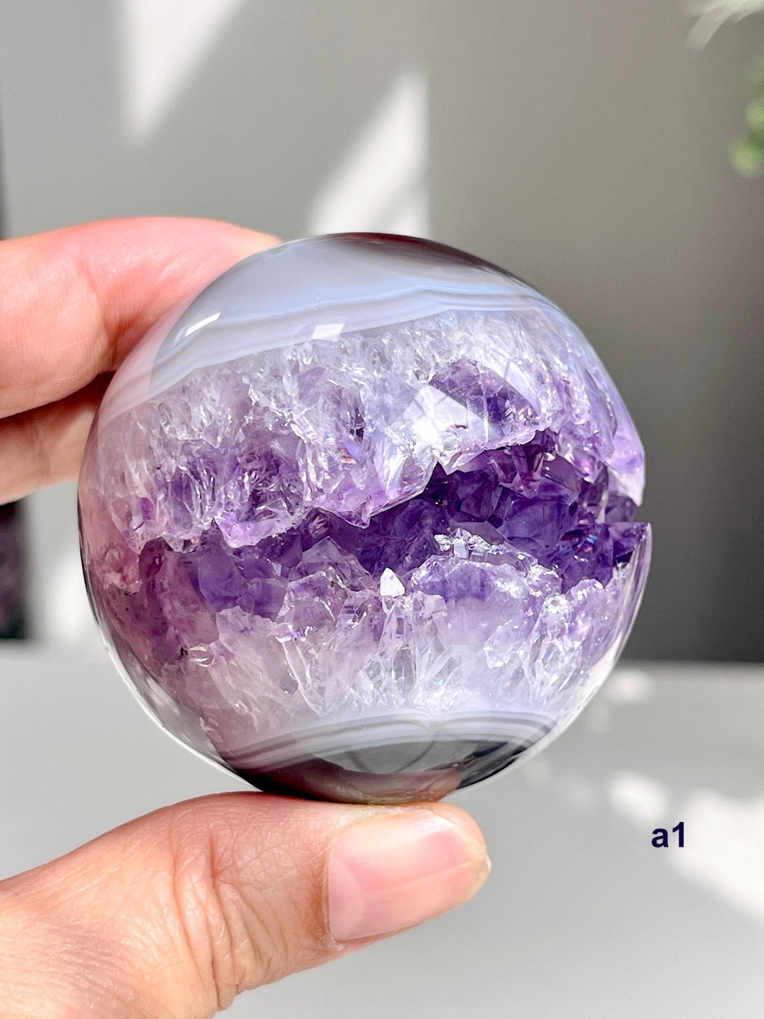 Amethyst Sphere | Rainbow Druzy Crystal Ball – Ethically Sourced from Uruguay - Million Years Crystal
