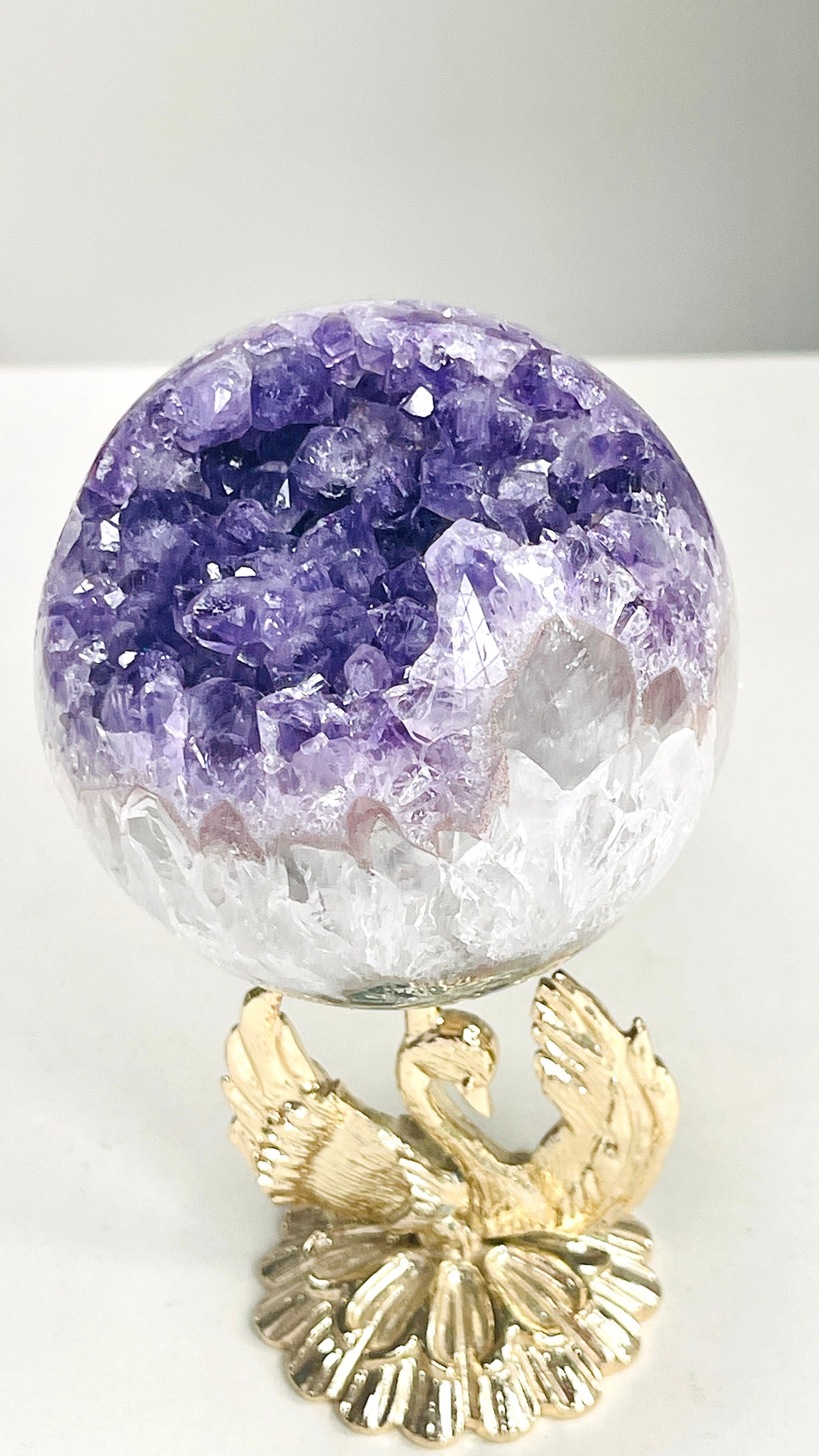 Uruguay Druzy Amethyst Sphere with Agate – 78mm One-of-a-Kind Crystal Ball