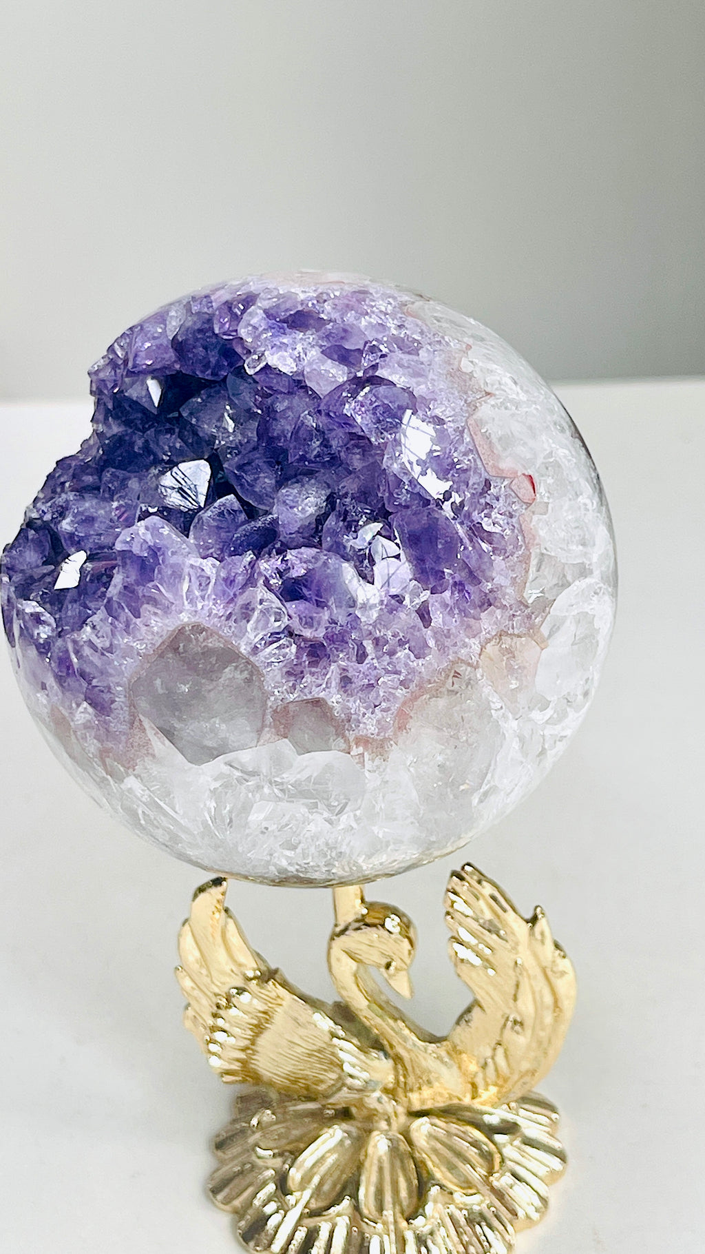 Uruguay Druzy Amethyst Sphere with Agate – 78mm One-of-a-Kind Crystal Ball