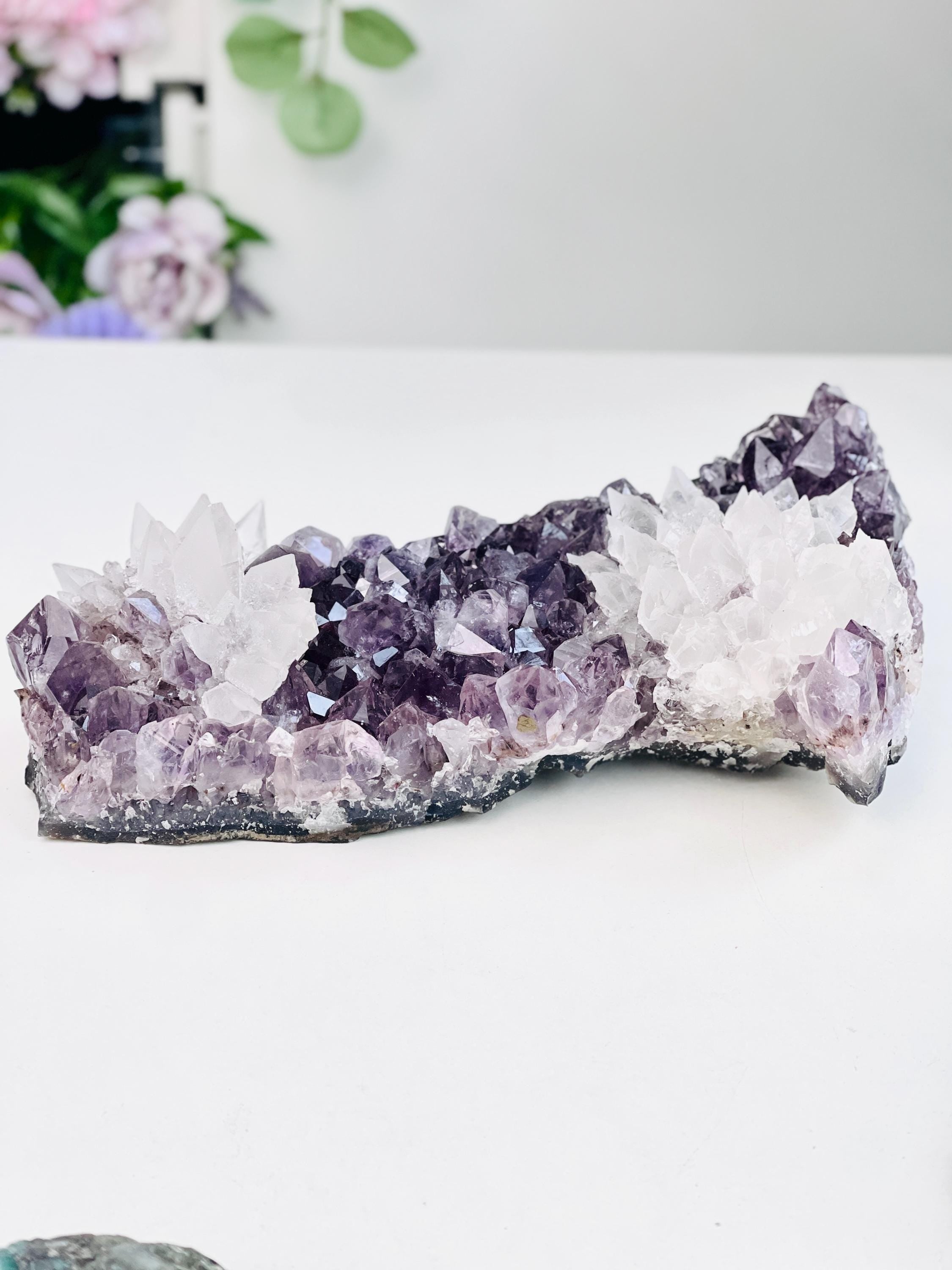 Exquisite Amethyst with Calcite Mineral Specimen, Special Calcite & Amethyst Specimen, Calcite Specimen, Amethyst Mineral Specimen