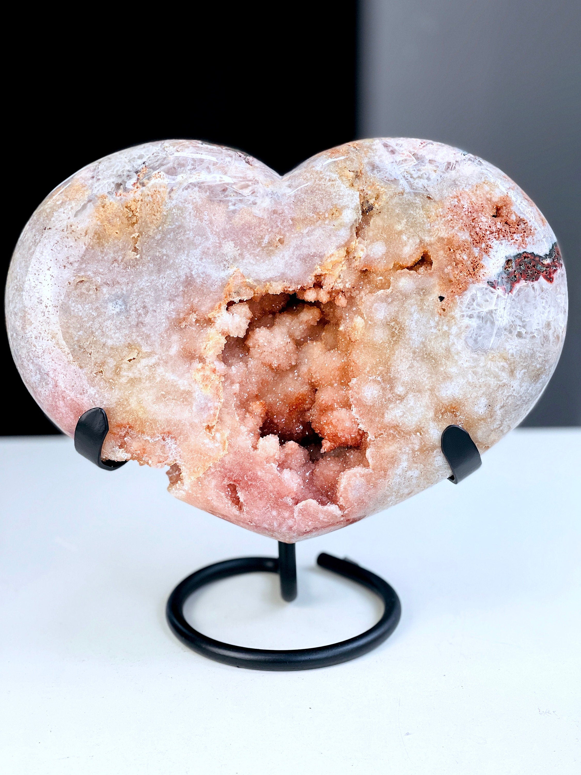 Pink Amethyst Heart, 5.4kg Statement Pink Amethyst Druzy Heart on Metal Stand, Pink Amethyst Crystal Heart, Crystal Heart, Crystal Gift