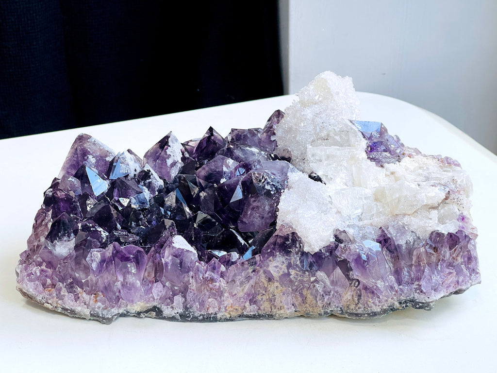 3.7kg Amethyst with Calcite Mineral Specimen– Large Raw Amethyst Cluster, High-Quality Crystal for Collectors & Decor, Natural Healing Stone