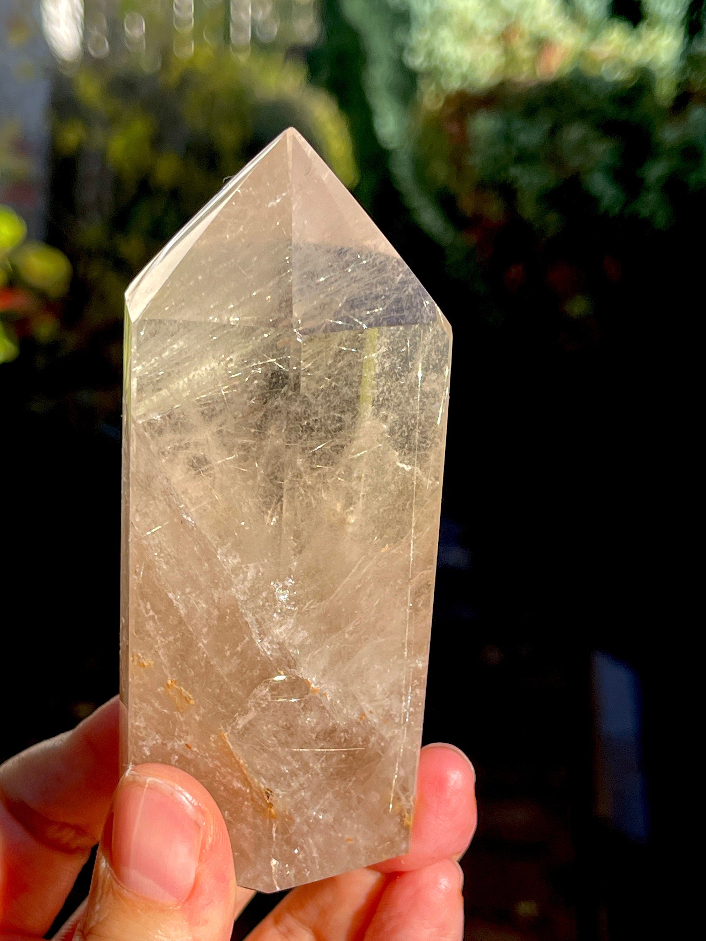 95mm Natural Rutile Quartz Point, Golden Rutile Rutilated Citrine Crystal Tower,  crystal Gift, Rare Crystals