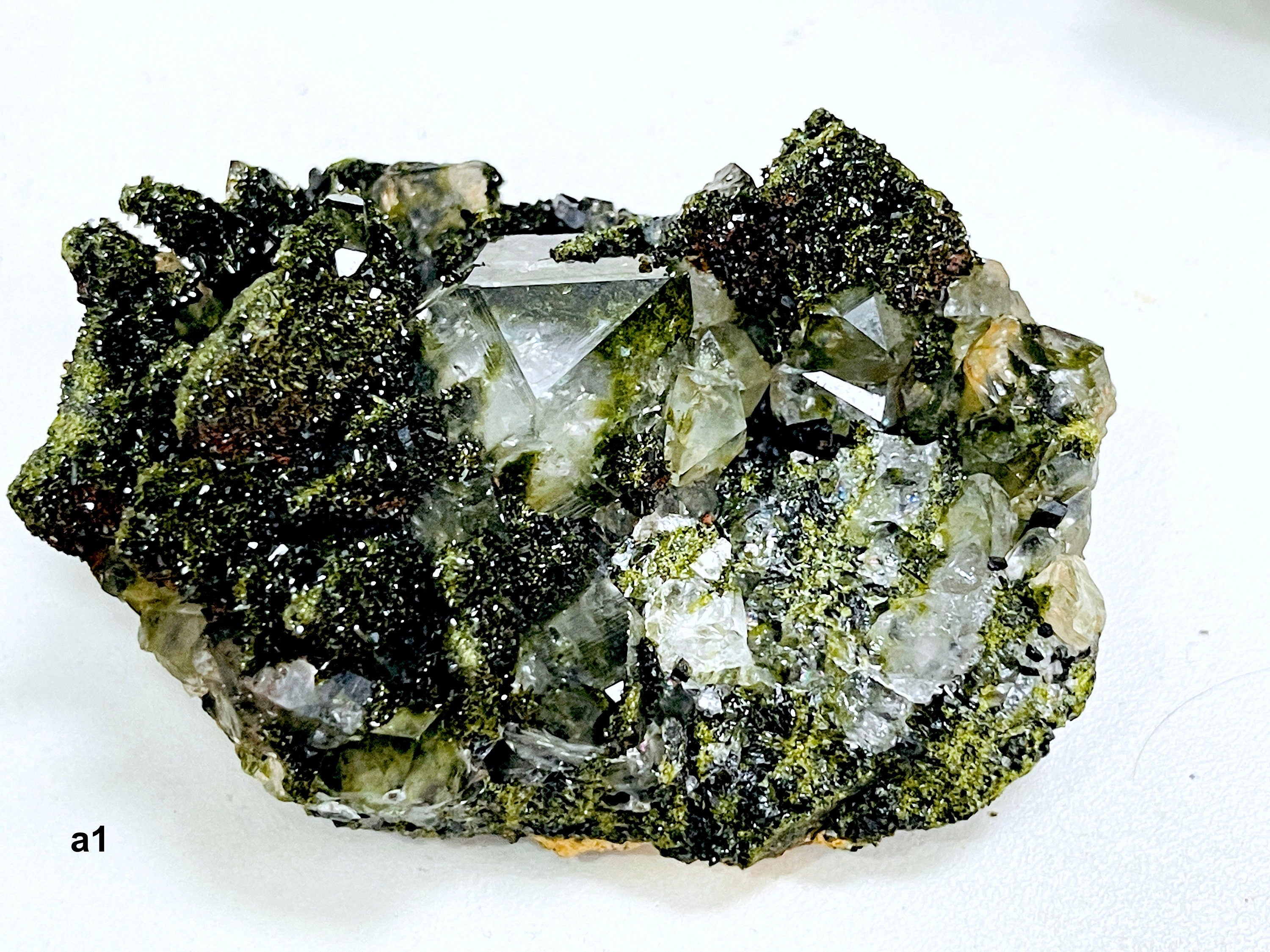 Super Sparkly Forest Epidote with Quartz Specimen, Forest Quartz