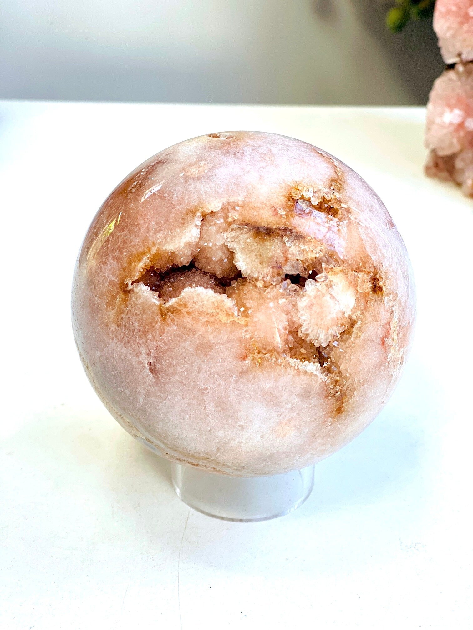 Pink Amethyst Sphere, 1.3kg Pink Amethyst Crystal Sphere, Dreaming Pink Amethyst Sphere, Crystal Gift, Home Decor