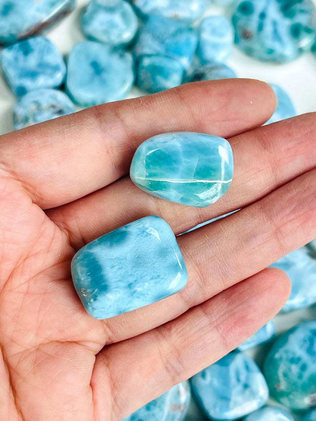 Genuine Natural Larimar Tumble Stone | High-Quality Larimar Pocket Stone