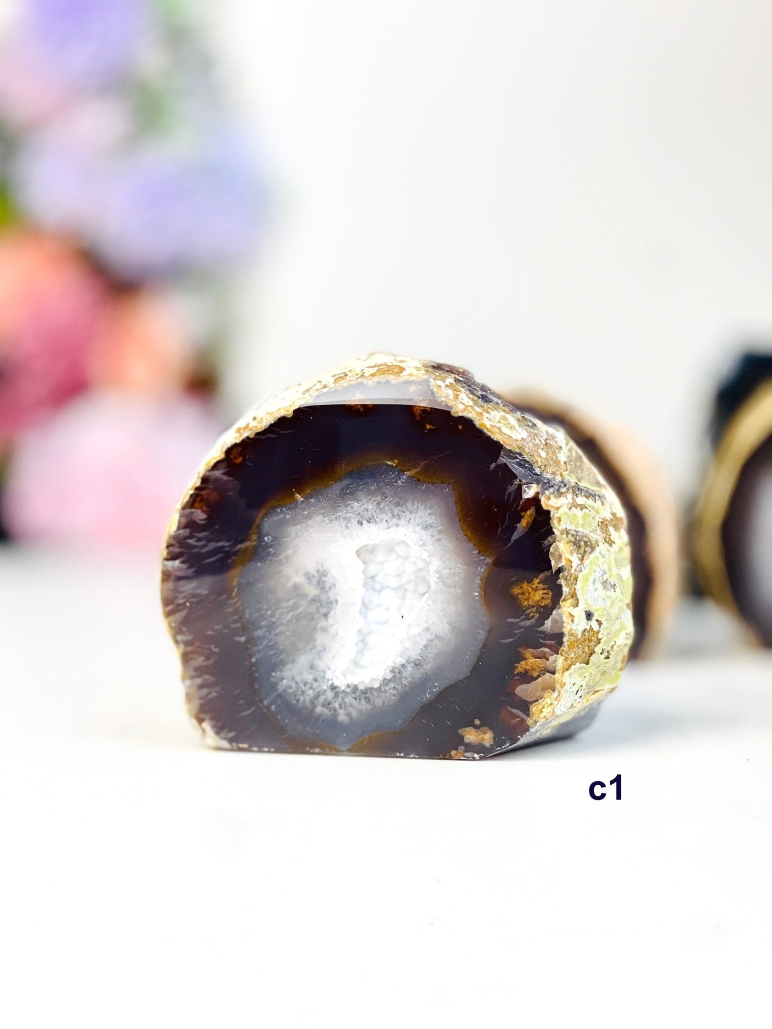 Brazilian Agate Crystal Cave - Cut Base Nodule (Un-dyed Earth Tones) - Million Years Crystal