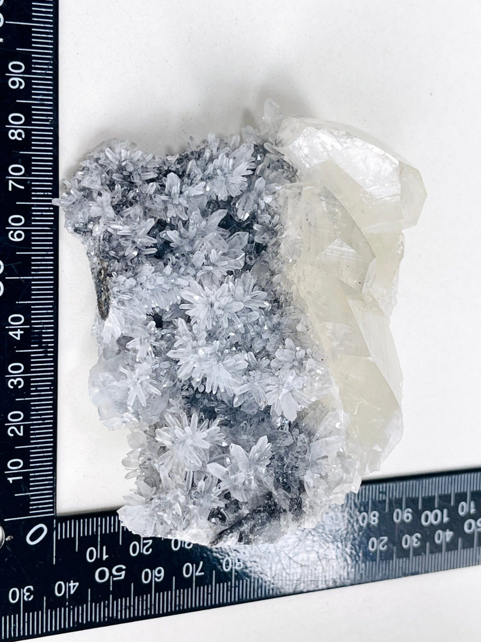 Breathtaking Needle Quartz Cluster with Calcite from Hubei China, Unique Needle Quartz Specimen, Crystal Gift - Million Years Crystal