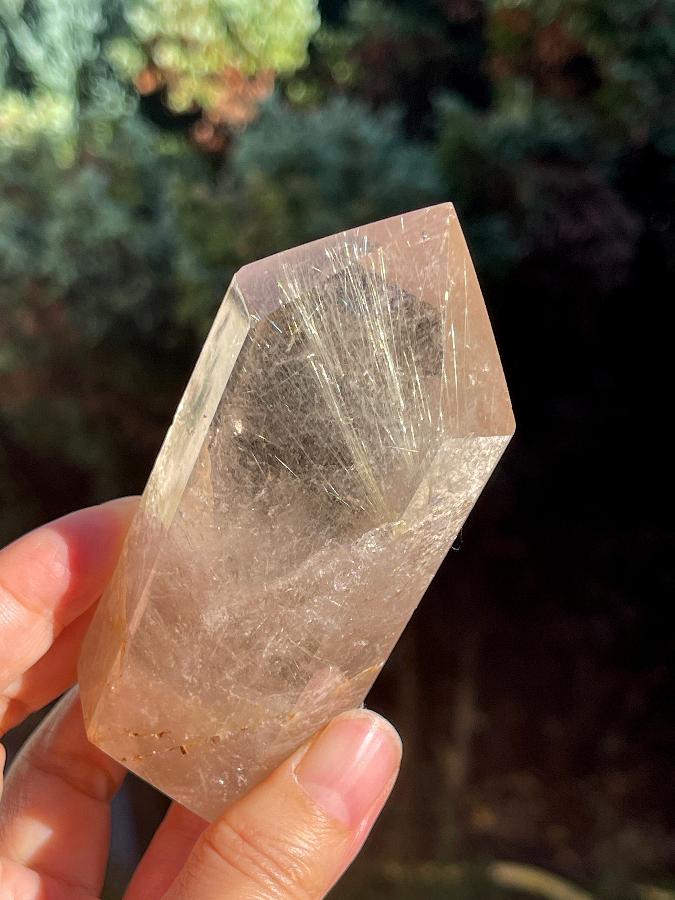 95mm Natural Rutile Quartz Point, Golden Rutile Rutilated Citrine Crystal Tower,  crystal Gift, Rare Crystals