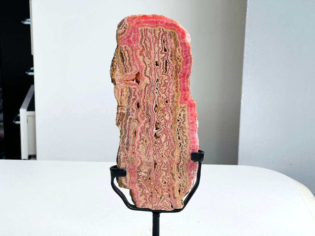 769g Rhodochrosite Slab, Unique Argentina Pink Rhodochrosite Crystal, Natural Mineral for Collection, Healing Stone, Gift for Crystal Lovers