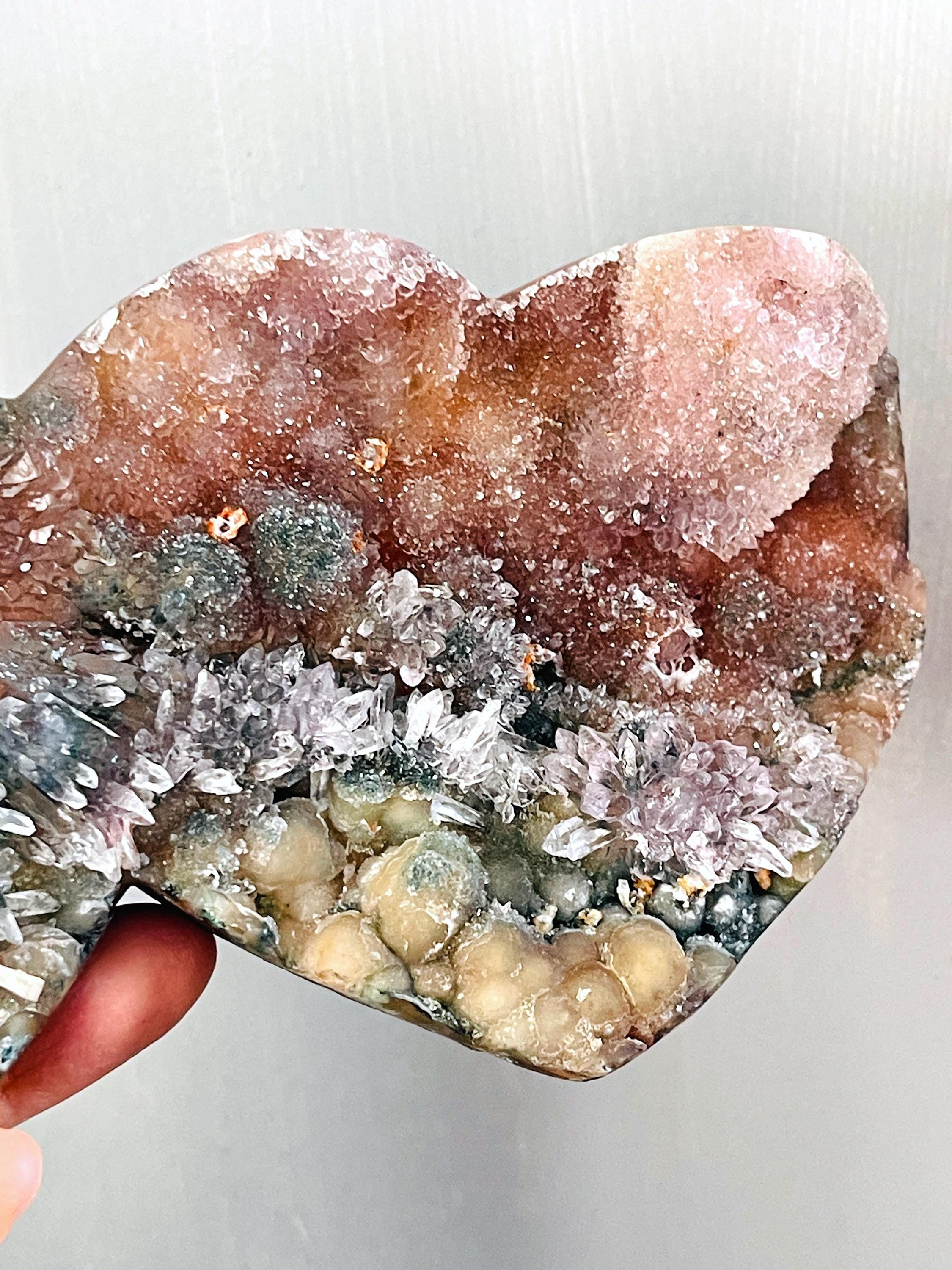 Rare Amethyst Flower Heart, 20cm Special Amethyst Flower Polished Crystal Heart, Unique Gift, Crystal Gift