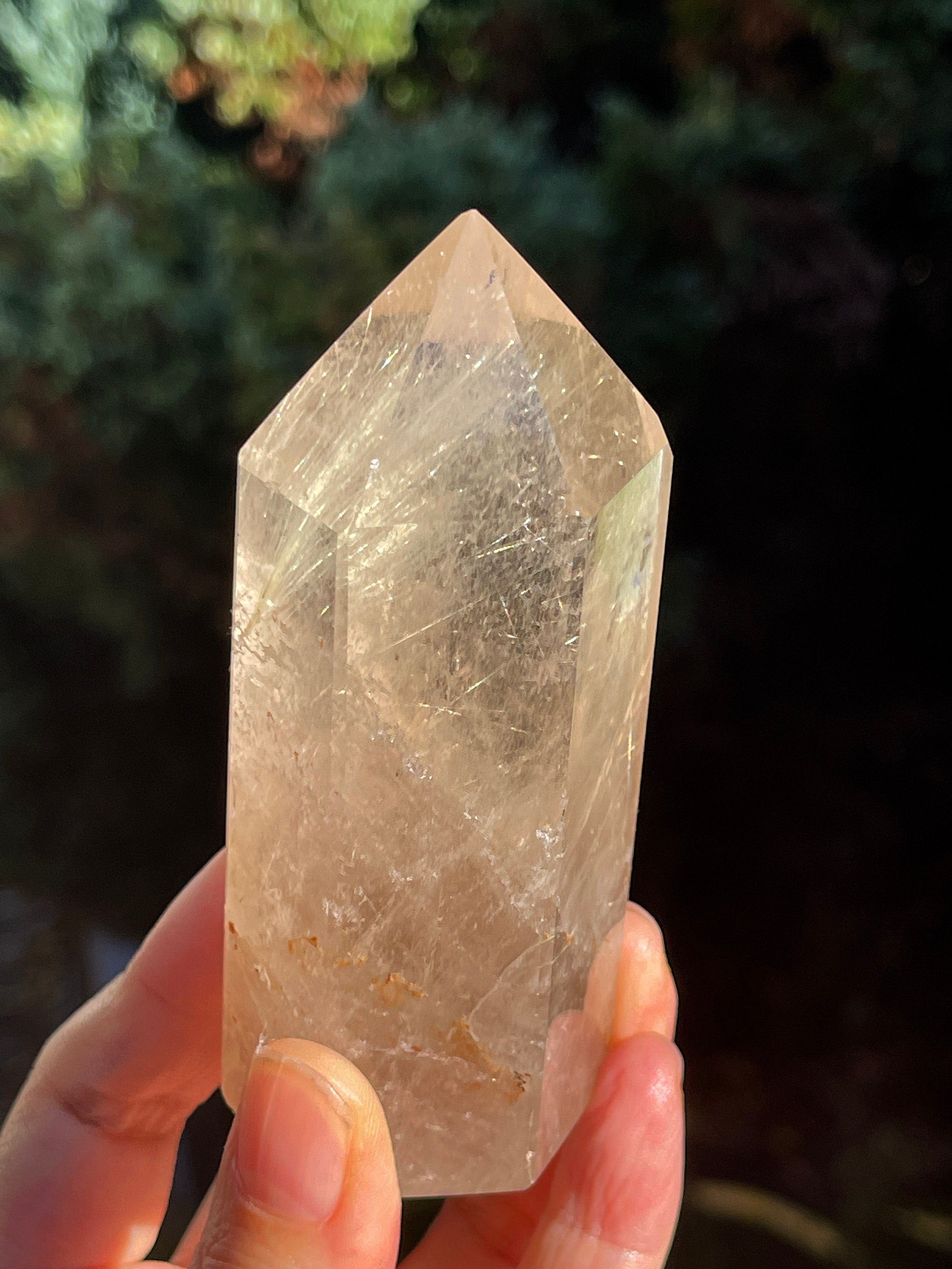 95mm Natural Rutile Quartz Point, Golden Rutile Rutilated Citrine Crystal Tower,  crystal Gift, Rare Crystals