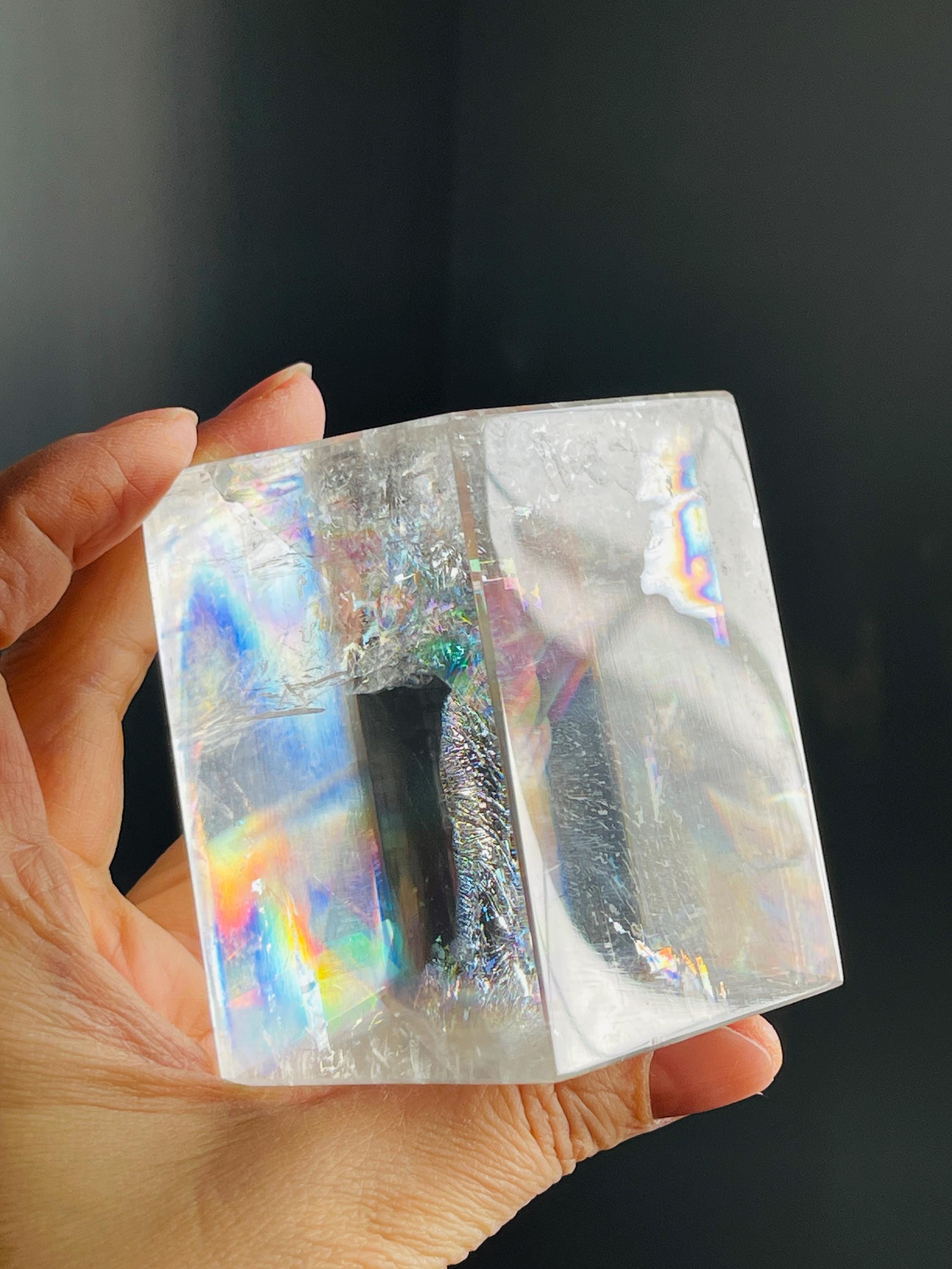 Clear Optical Calcite, 404g Brazilian High-Grade Optical Calcite Cubes,  Iceland Spar, Clear Calcite, Crystal Gift -1