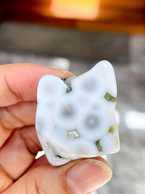 8th Vein Ocean Jasper – Very Rare Old Stock V8 Ocean Jasper, Collectible Orbicular Jasper, Unique Polished Stone, Healing Crystal -6