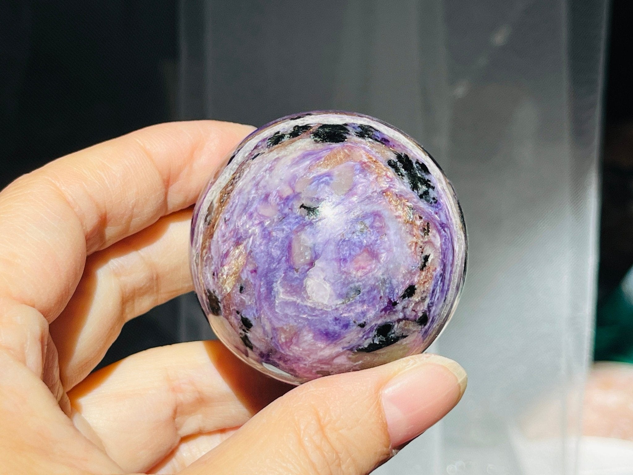 Charoite Sphere, Rare Charoite Crystal Ball, Crystal gift, Unique Gift - Million Years Crystal
