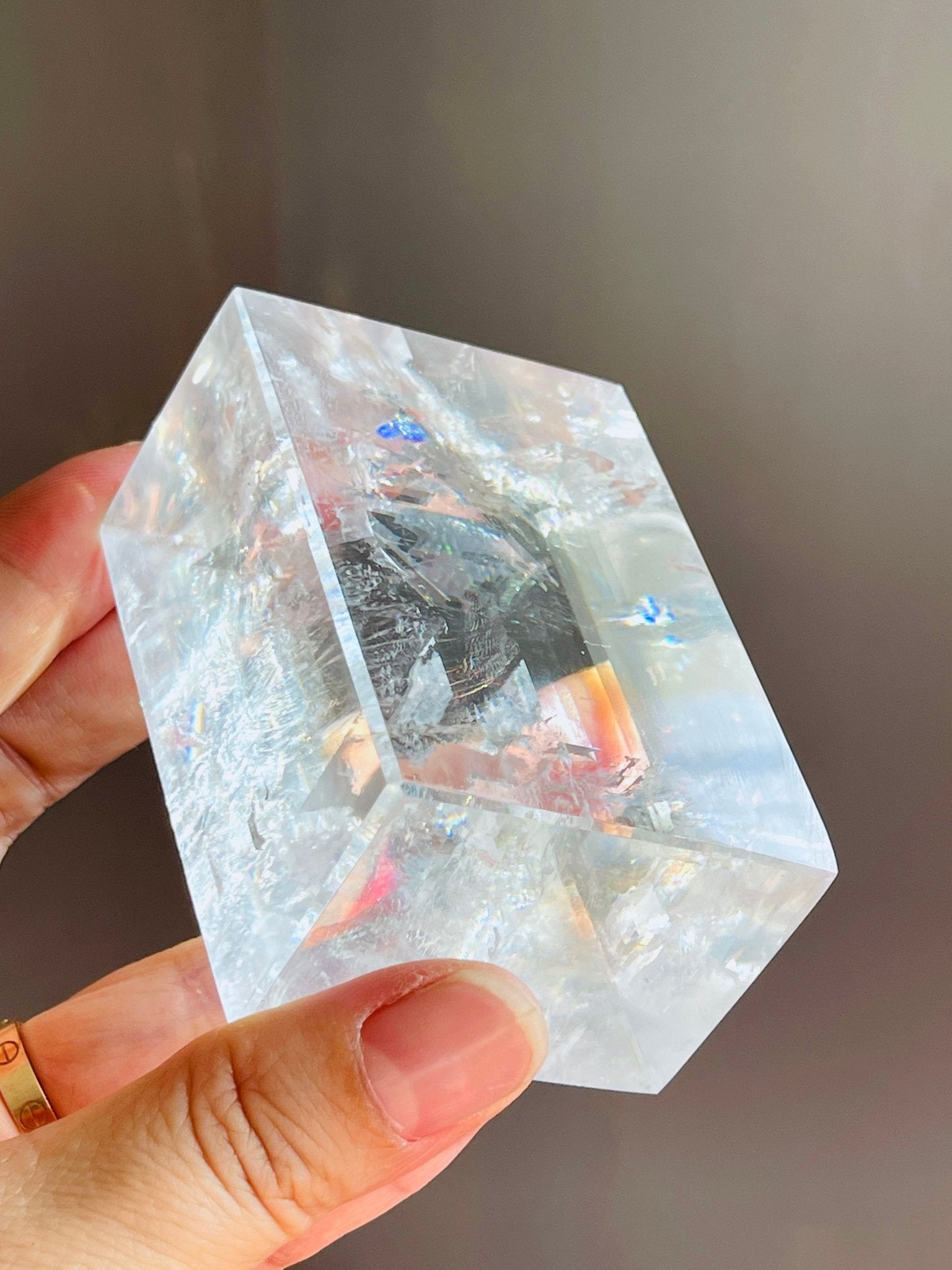 Clear Optical Calcite, Brazilian High-Grade Optical Calcite Cubes, Iceland Spar, Clear Calcite, Crystal Gift 8 - Million Years Crystal