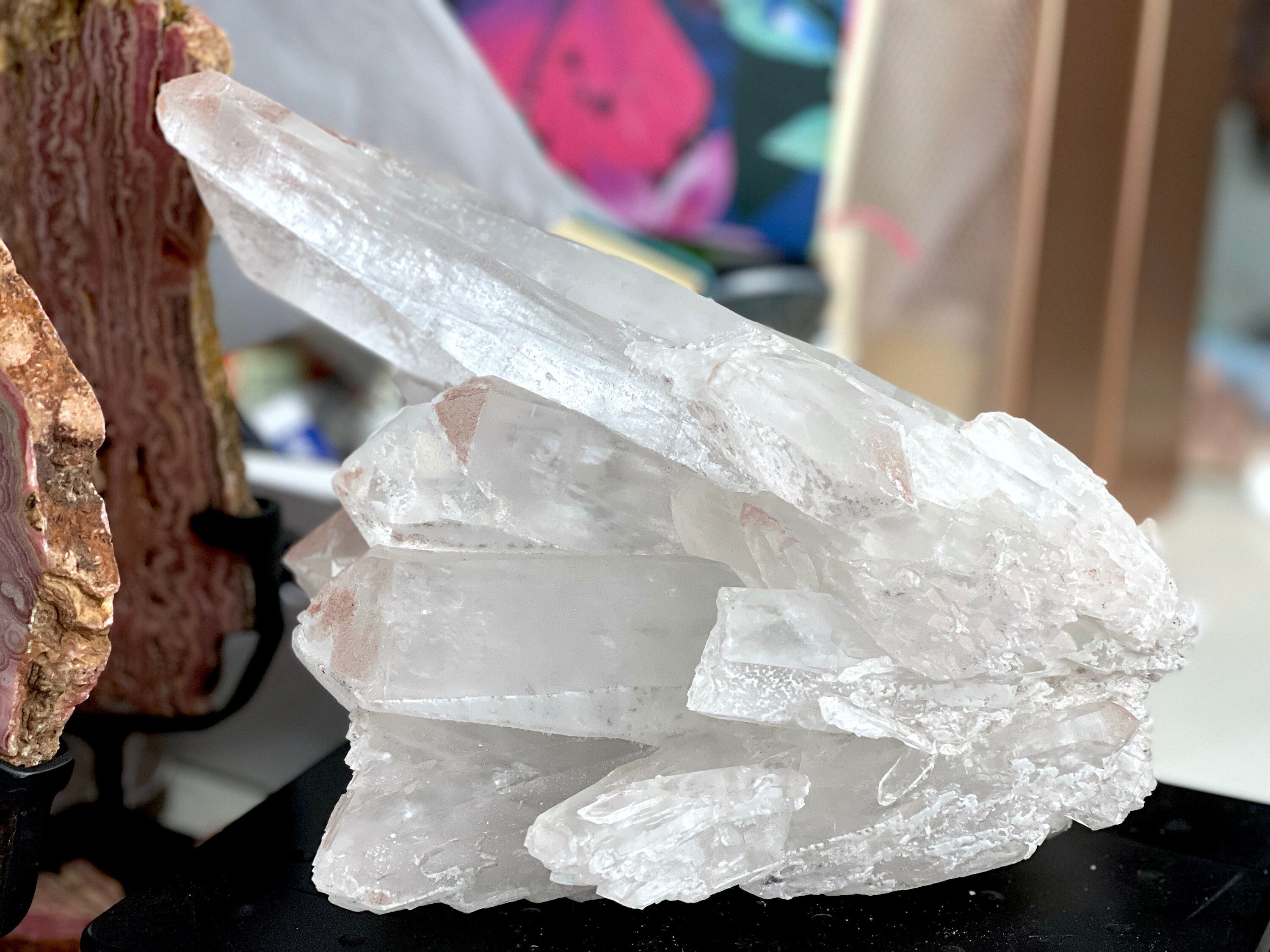3.7kg Lemurian Quartz, Statement Lemurian Quartz cluster with pink lithium, quartz crystal, Healing Crystals, Crystal Gift