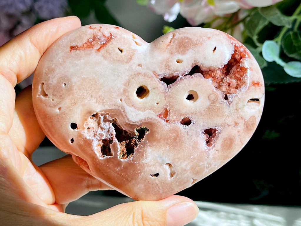 Pink Amethyst Druzy Heart – Natural Healing Crystal, Pink Amethyst Heart for Gift, Meditation, Home Decor