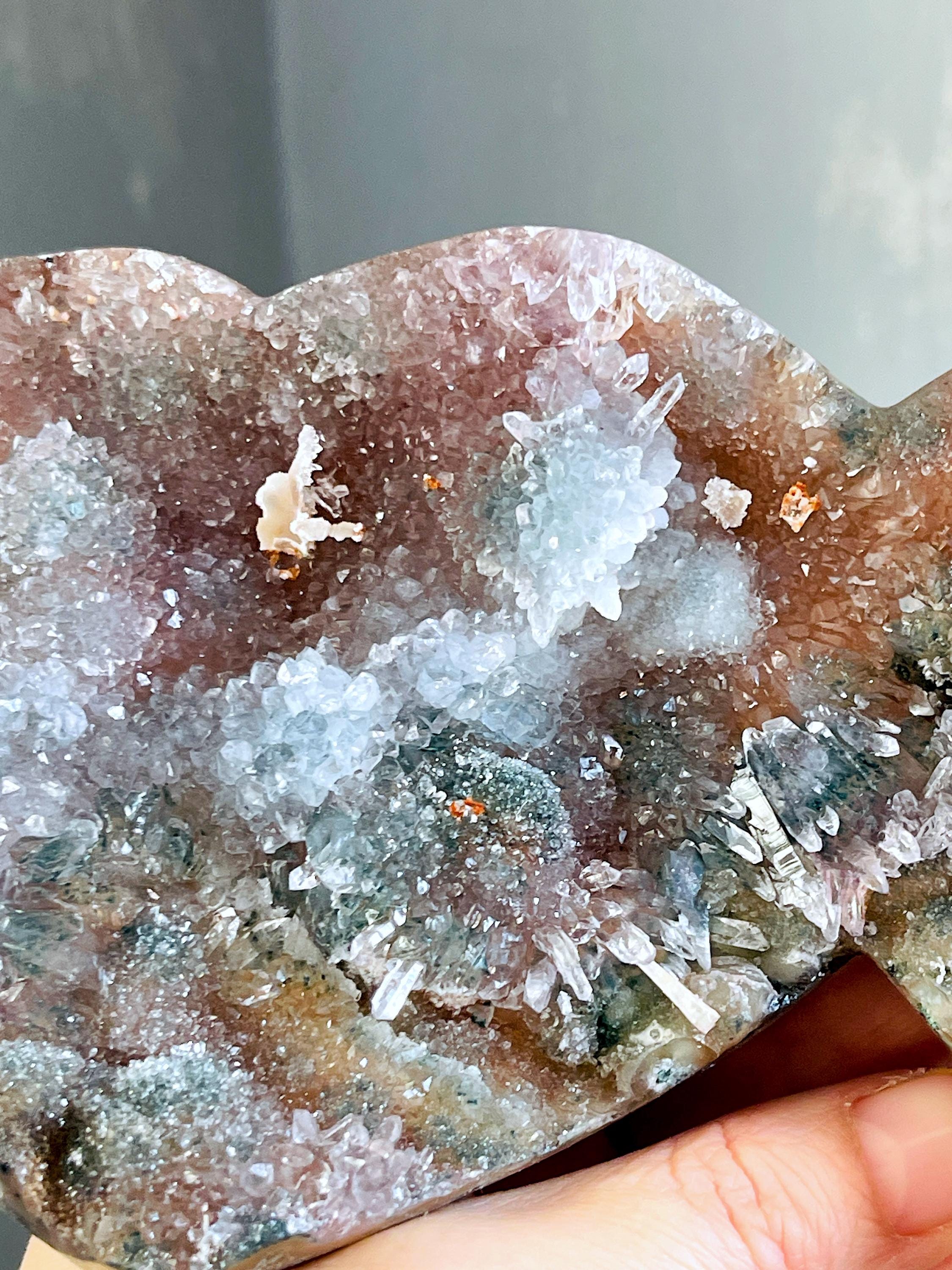 Rare Amethyst Flower Heart, 20cm Special Amethyst Flower Polished Crystal Heart, Unique Gift, Crystal Gift