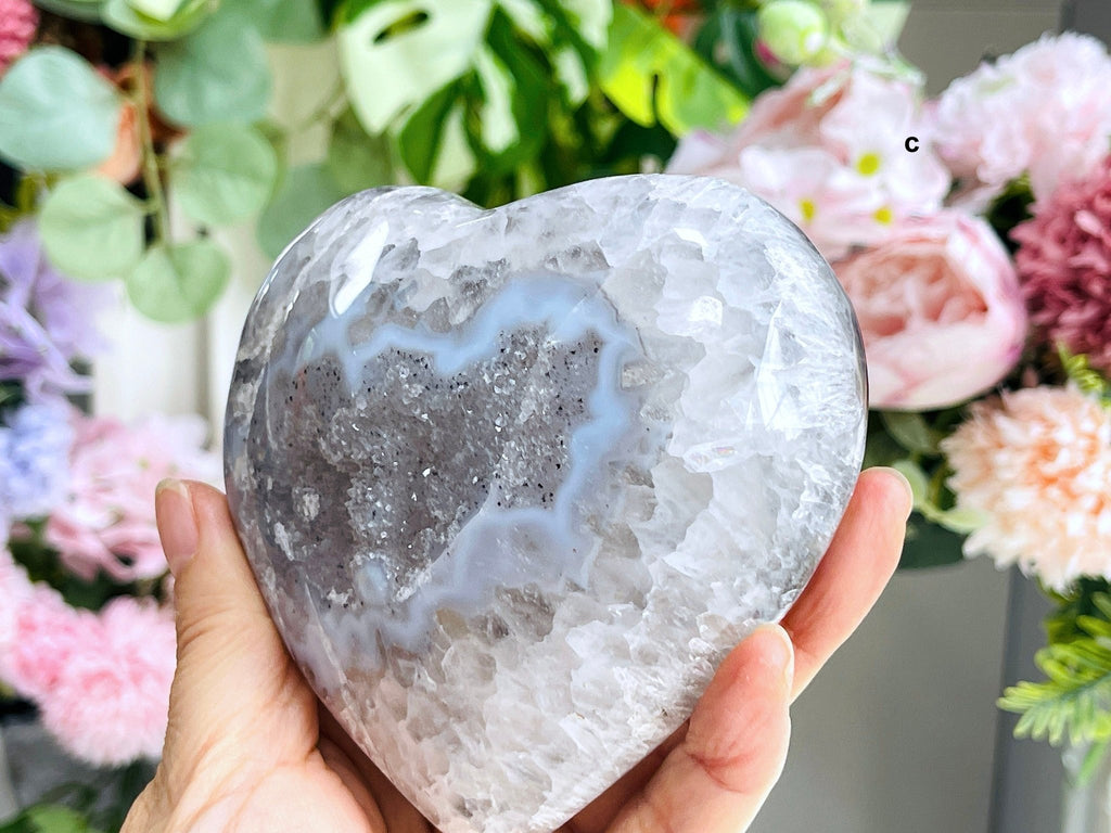 Druzy Agate Heart - Million Years Crystal