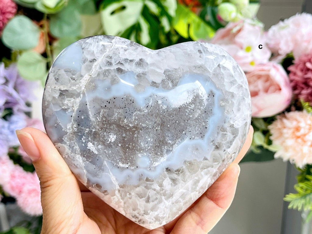 Druzy Agate Heart - Million Years Crystal