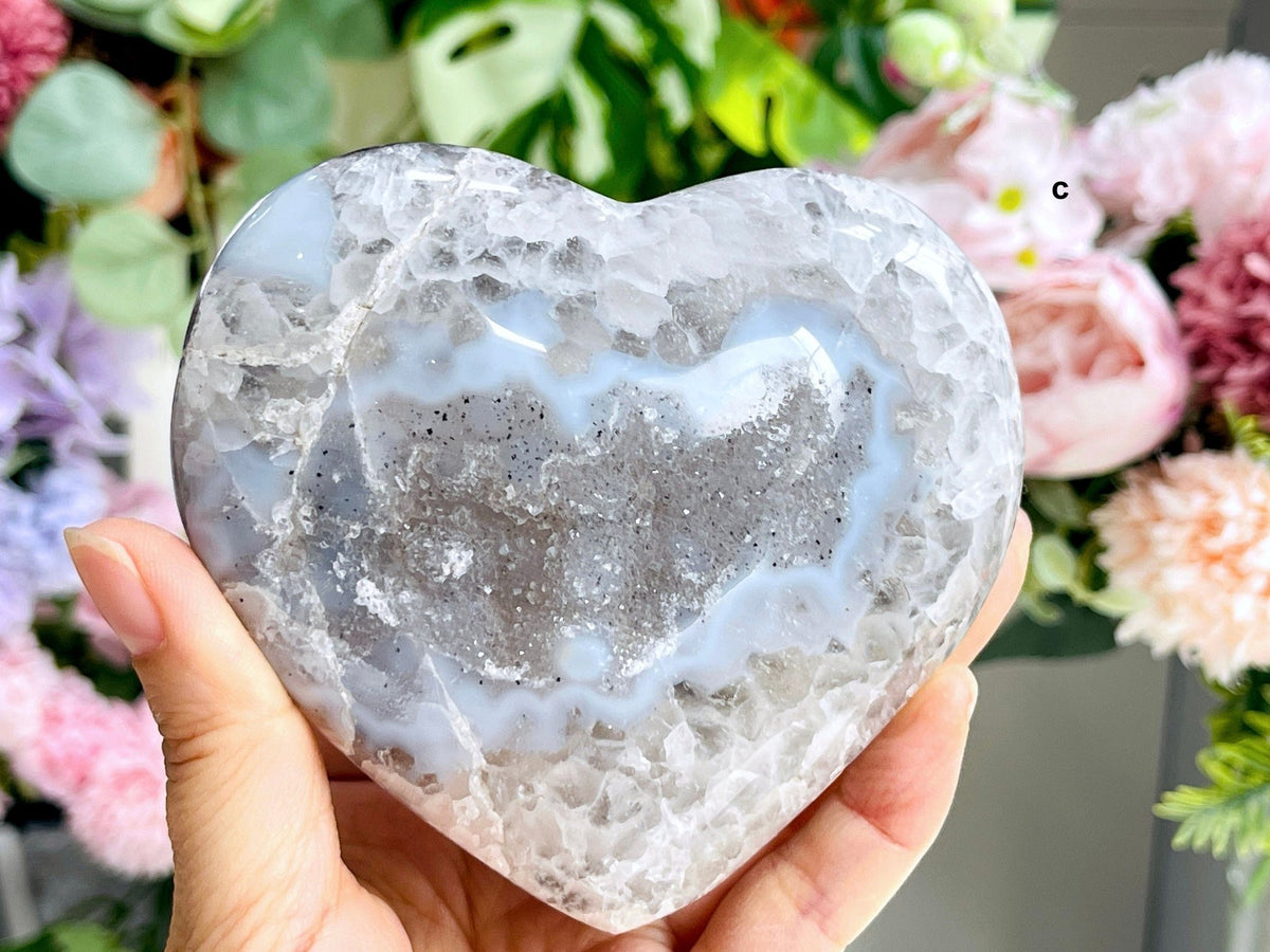 Druzy Agate Heart - Million Years Crystal
