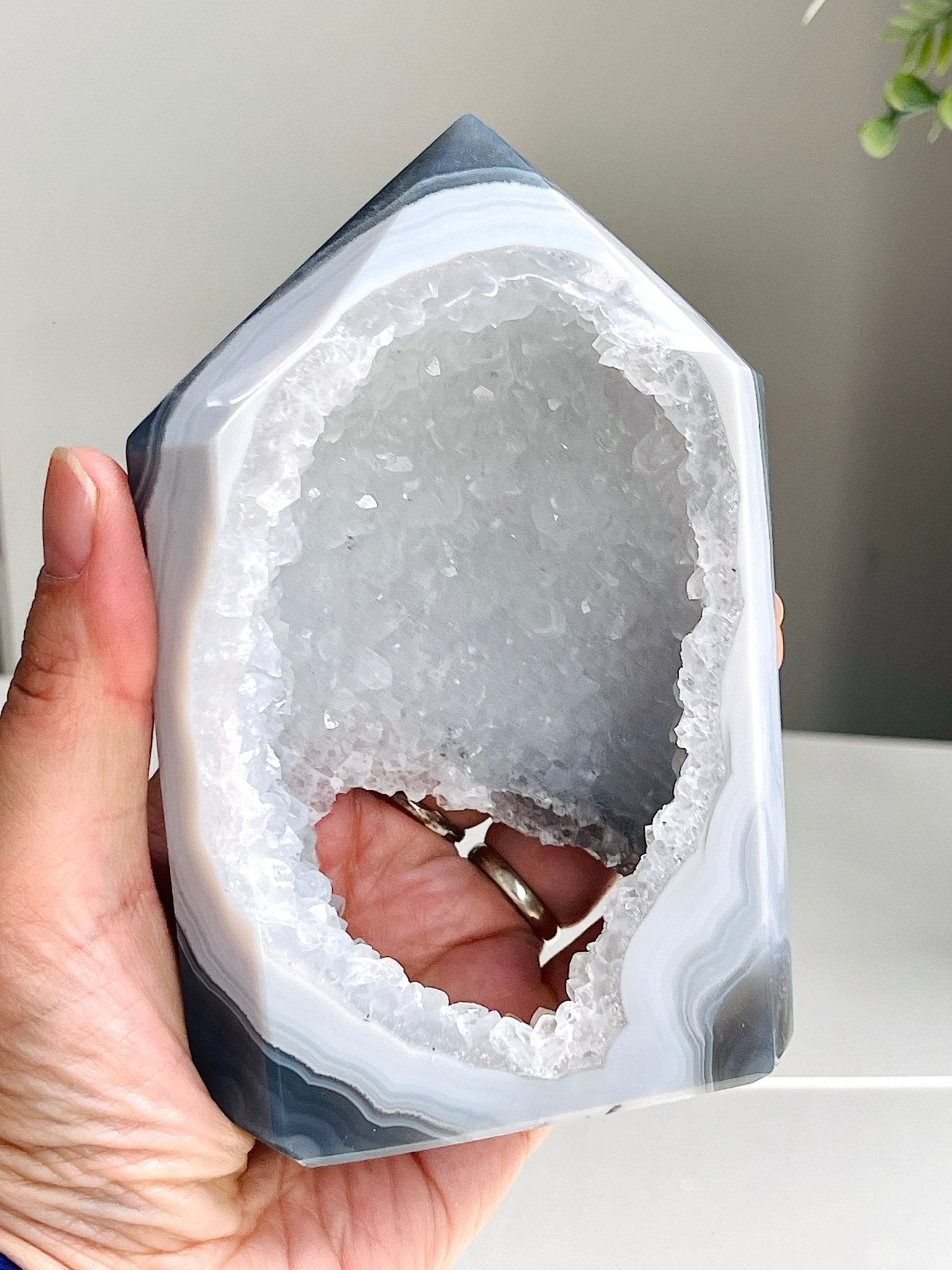 Druzy Agate Tower | Large Sparkling Geode Crystal with Portal - Million Years Crystal