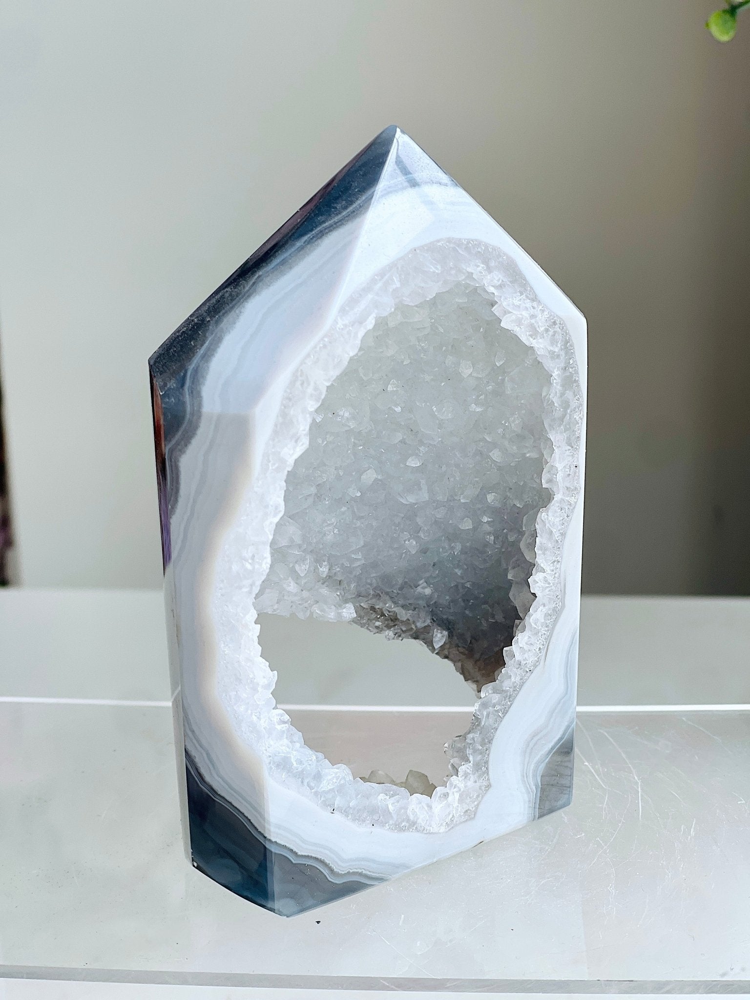 Druzy Agate Tower | Large Sparkling Geode Crystal with Portal - Million Years Crystal