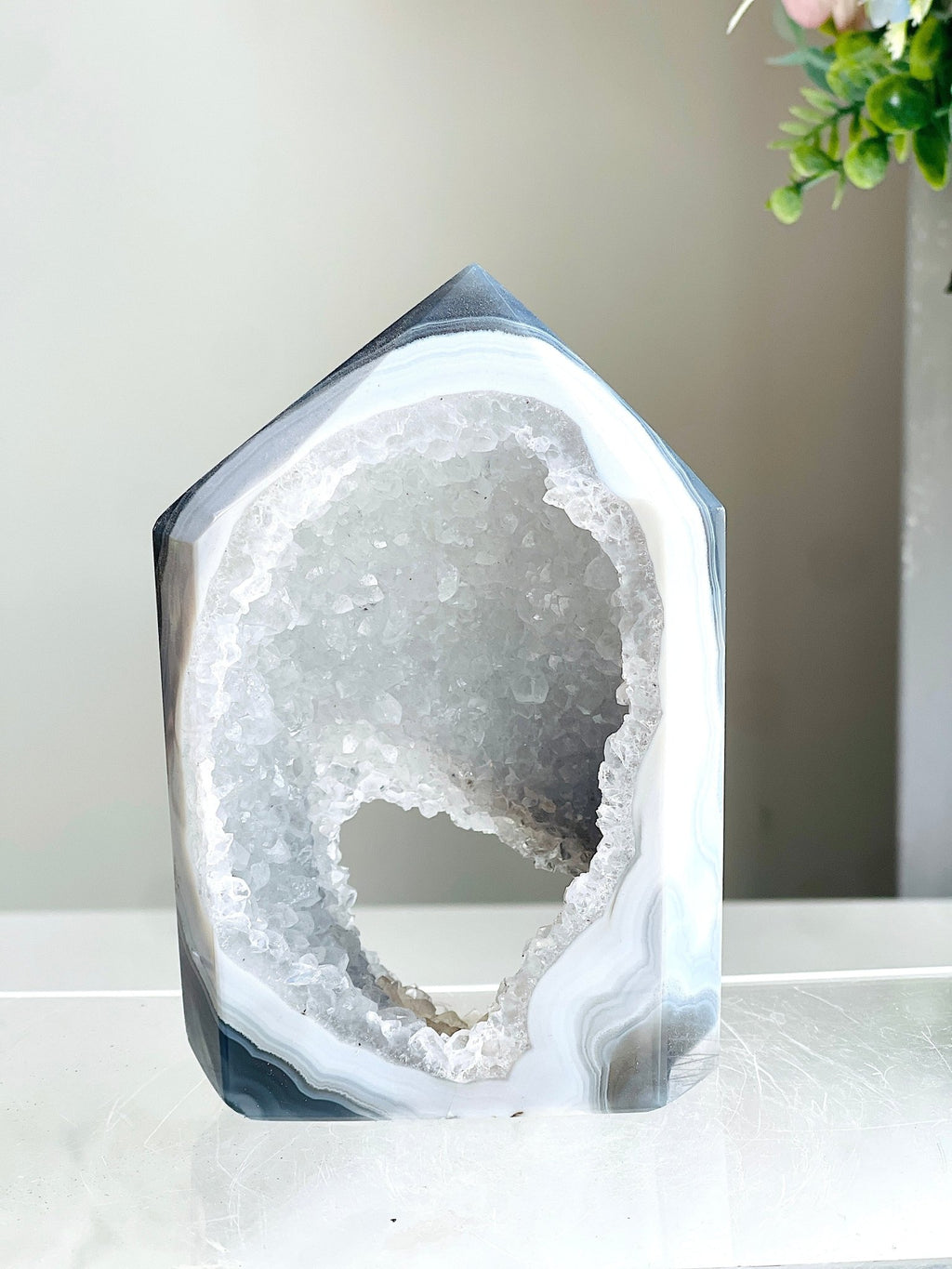 Druzy Agate Tower | Large Sparkling Geode Crystal with Portal - Million Years Crystal