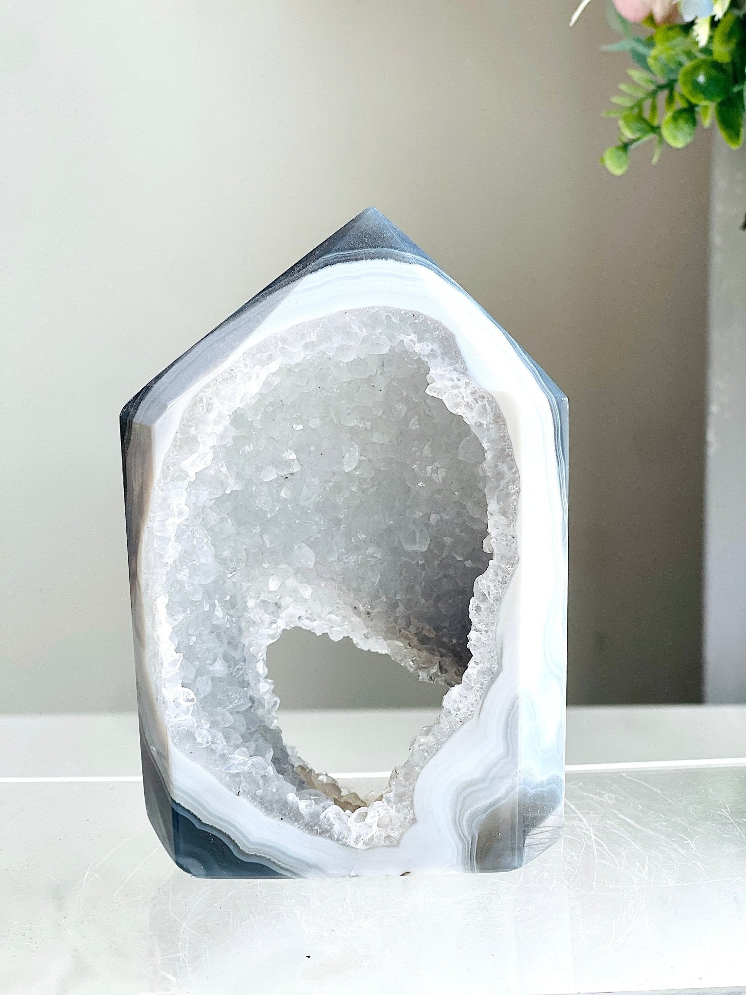Druzy Agate Tower | Large Sparkling Geode Crystal with Portal - Million Years Crystal