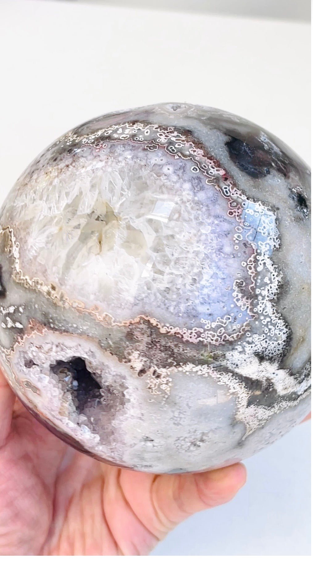 Druzy Jasper Sphere – Natural Crystal Ball with Sparkling Druzy Pocket - Million Years Crystal